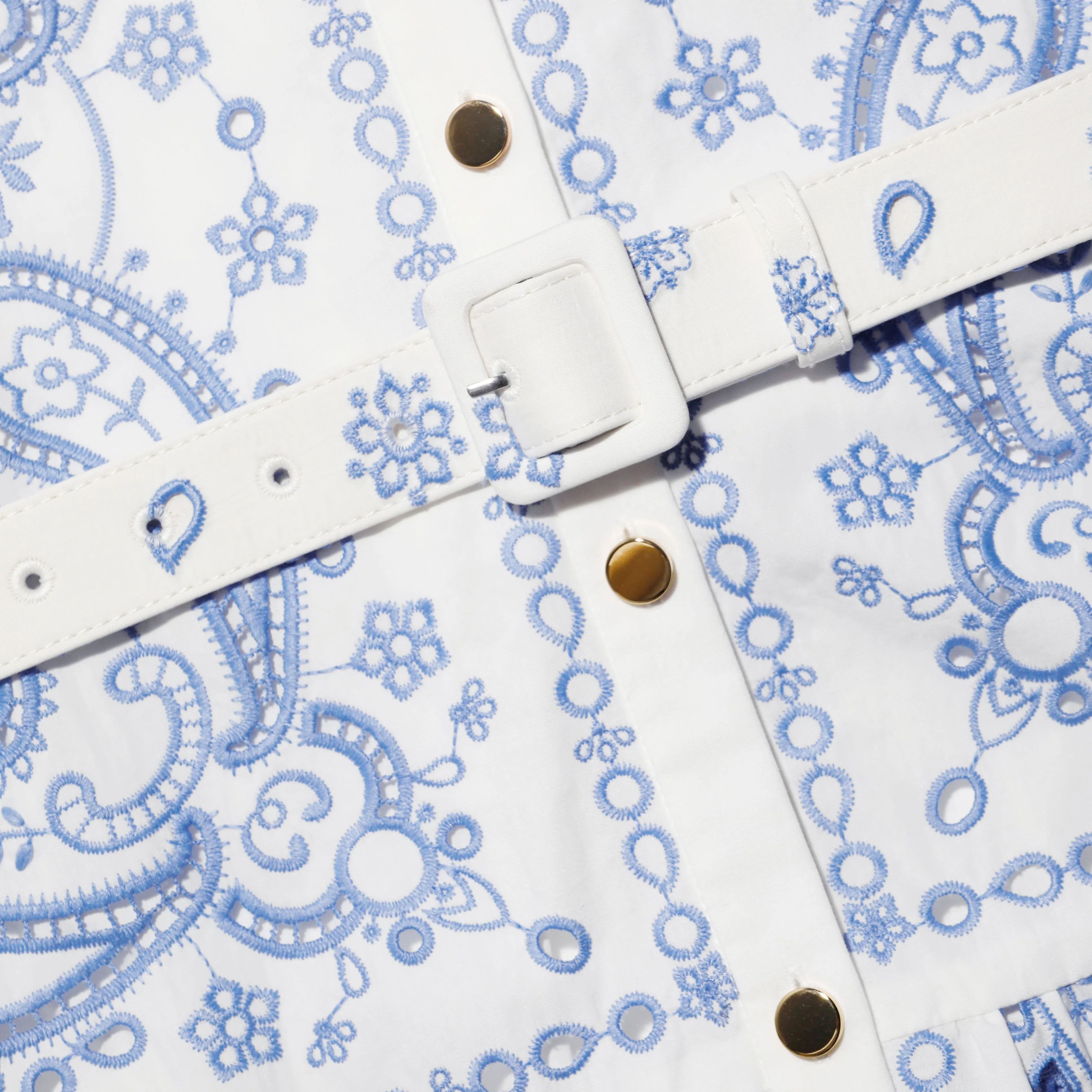White And Blue Embroidered Midi Dress - Image 5