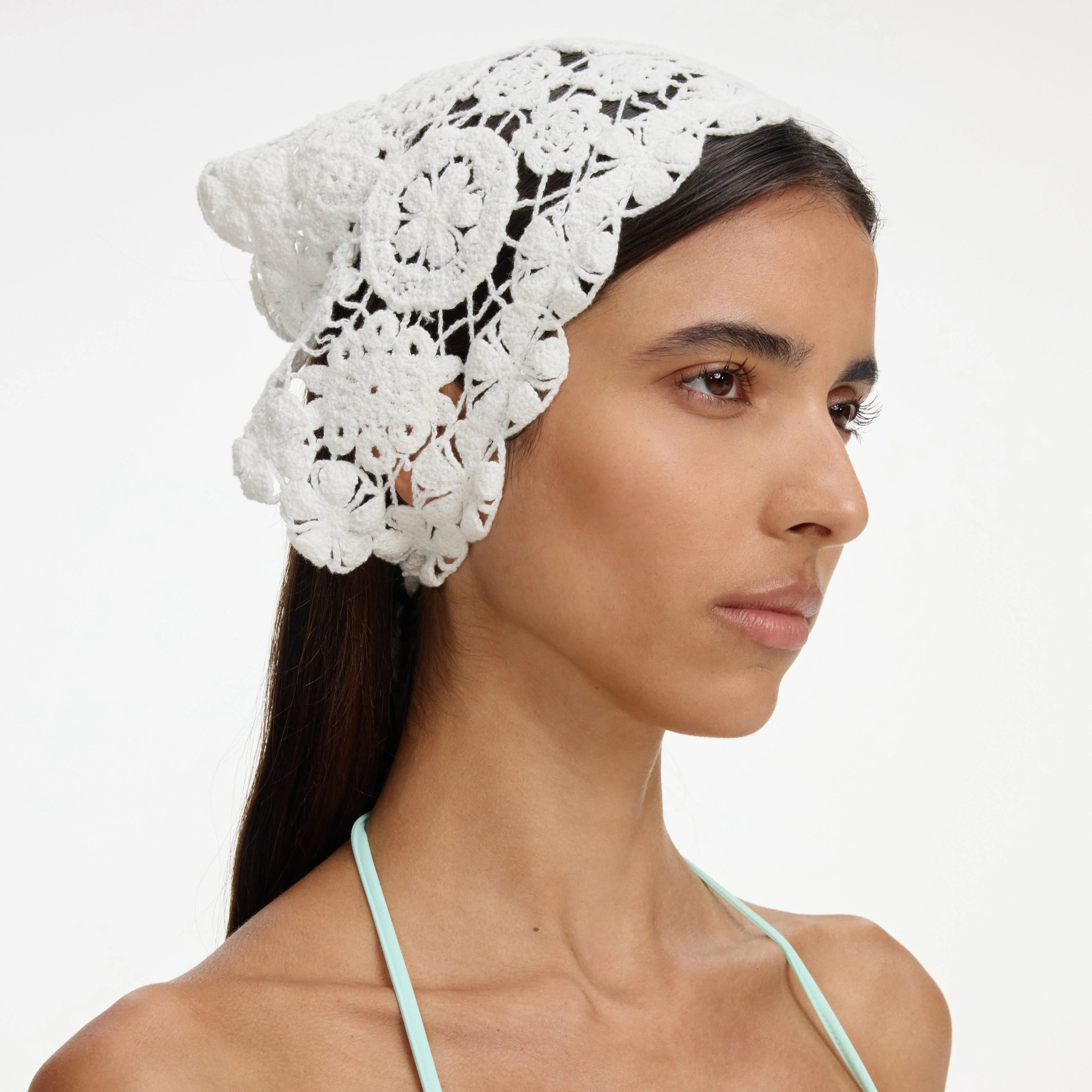 White Crochet Bandana - Image 2