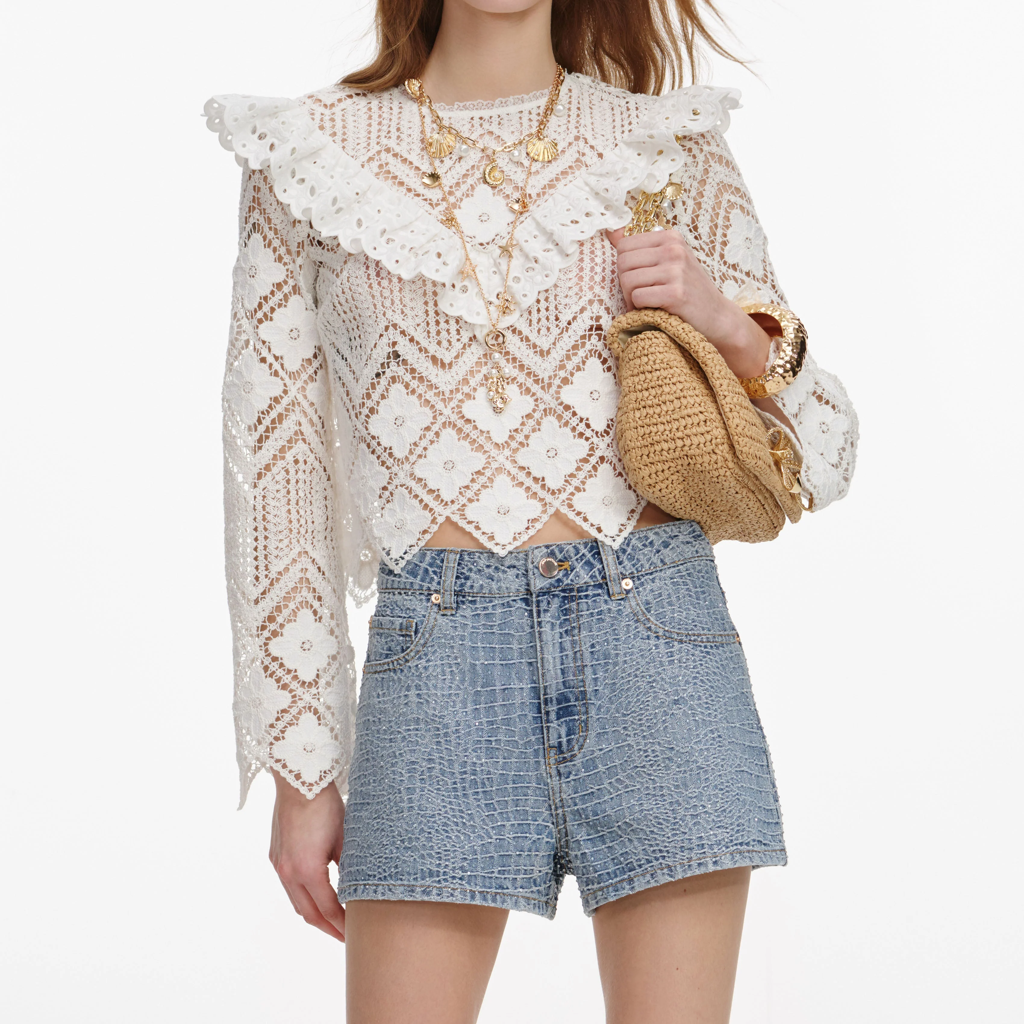 White Crochet Broderie Lace Top - Image 4
