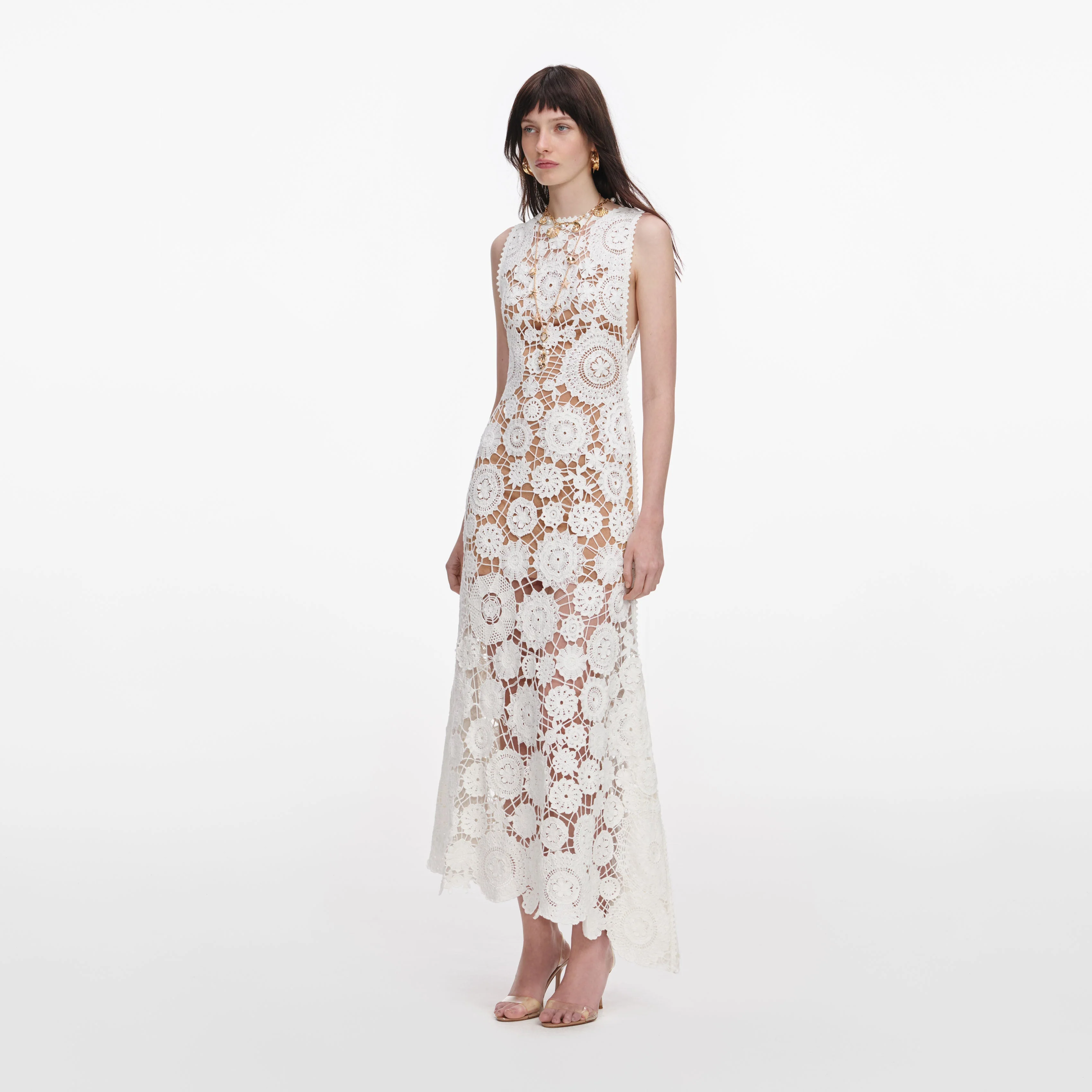 White Crochet Maxi Dress - Image 2