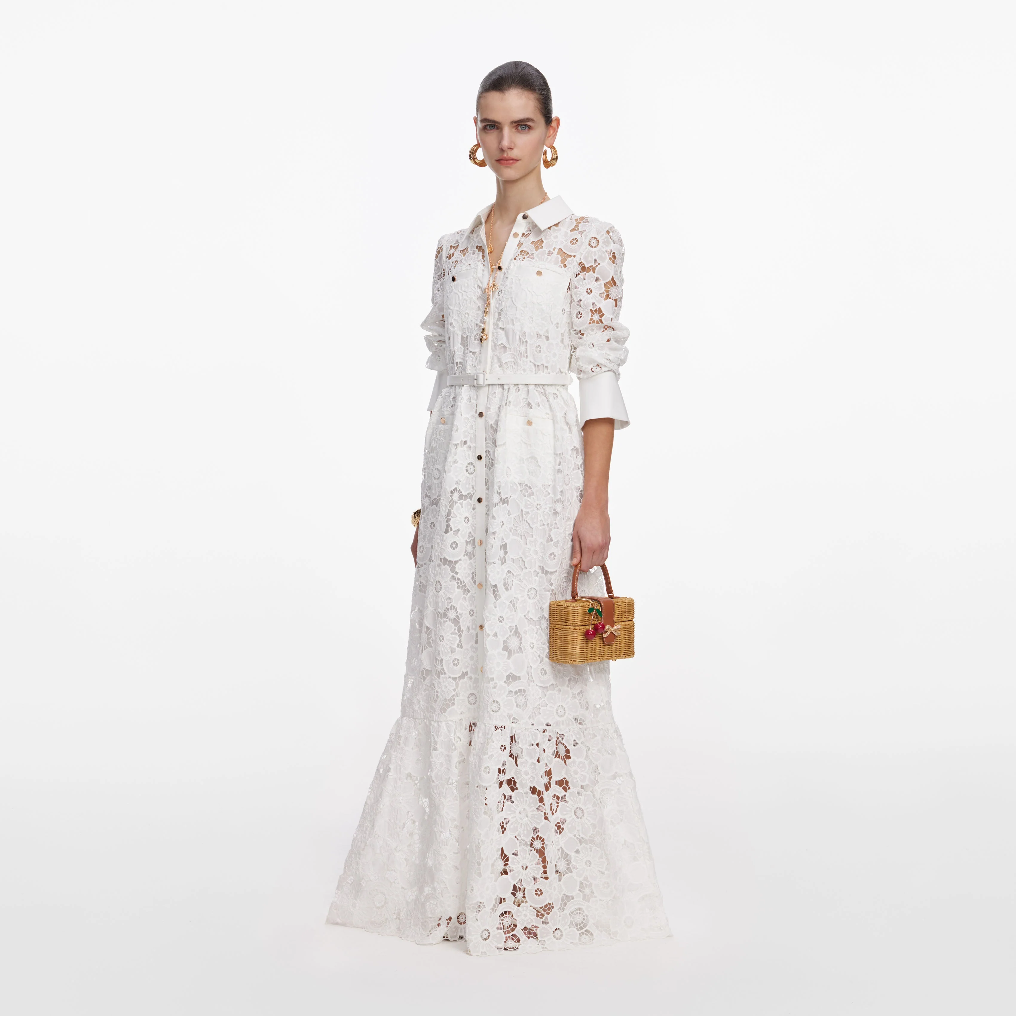 White Lace Collared Maxi Dress - Image 2