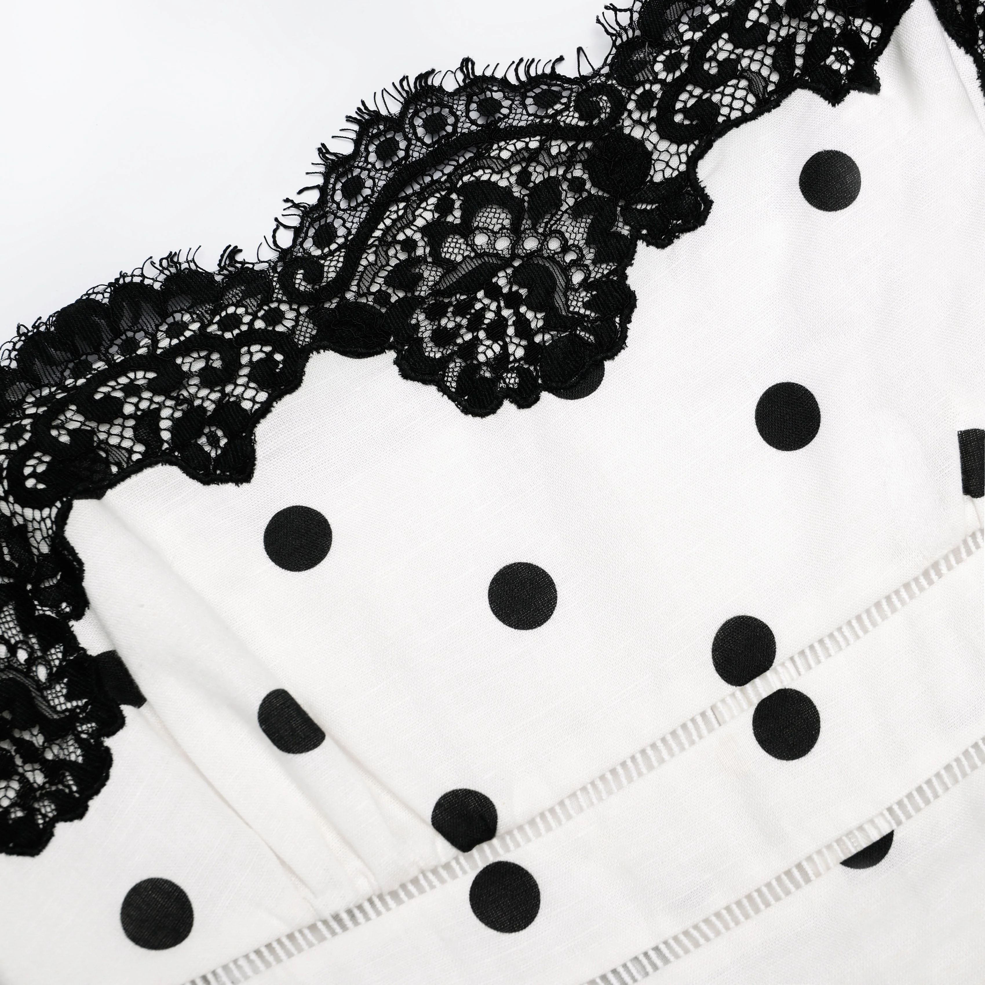 White Polka Dot Linen Midi Dress - Image 5