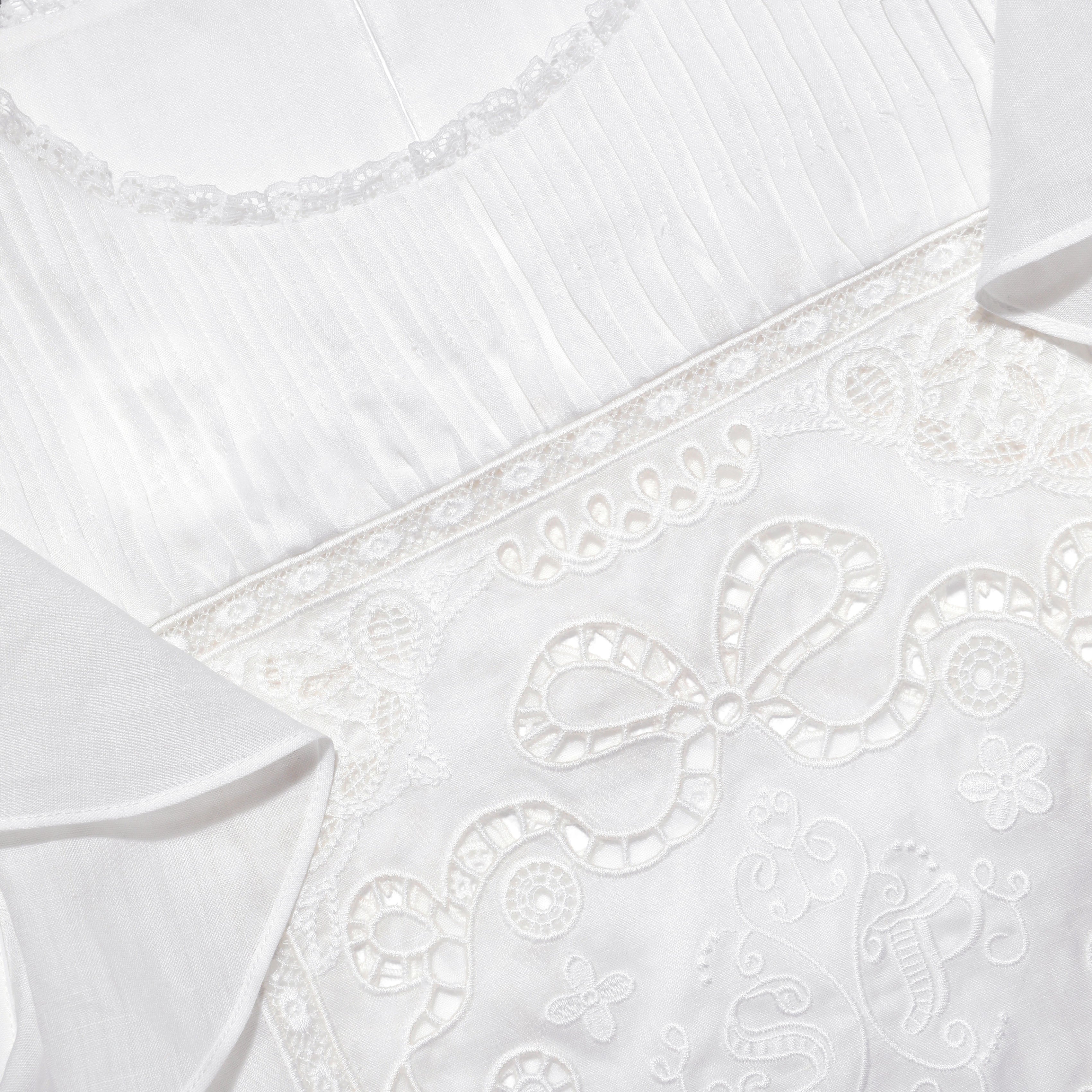 White Ramie Lace Frill Top - Image 5