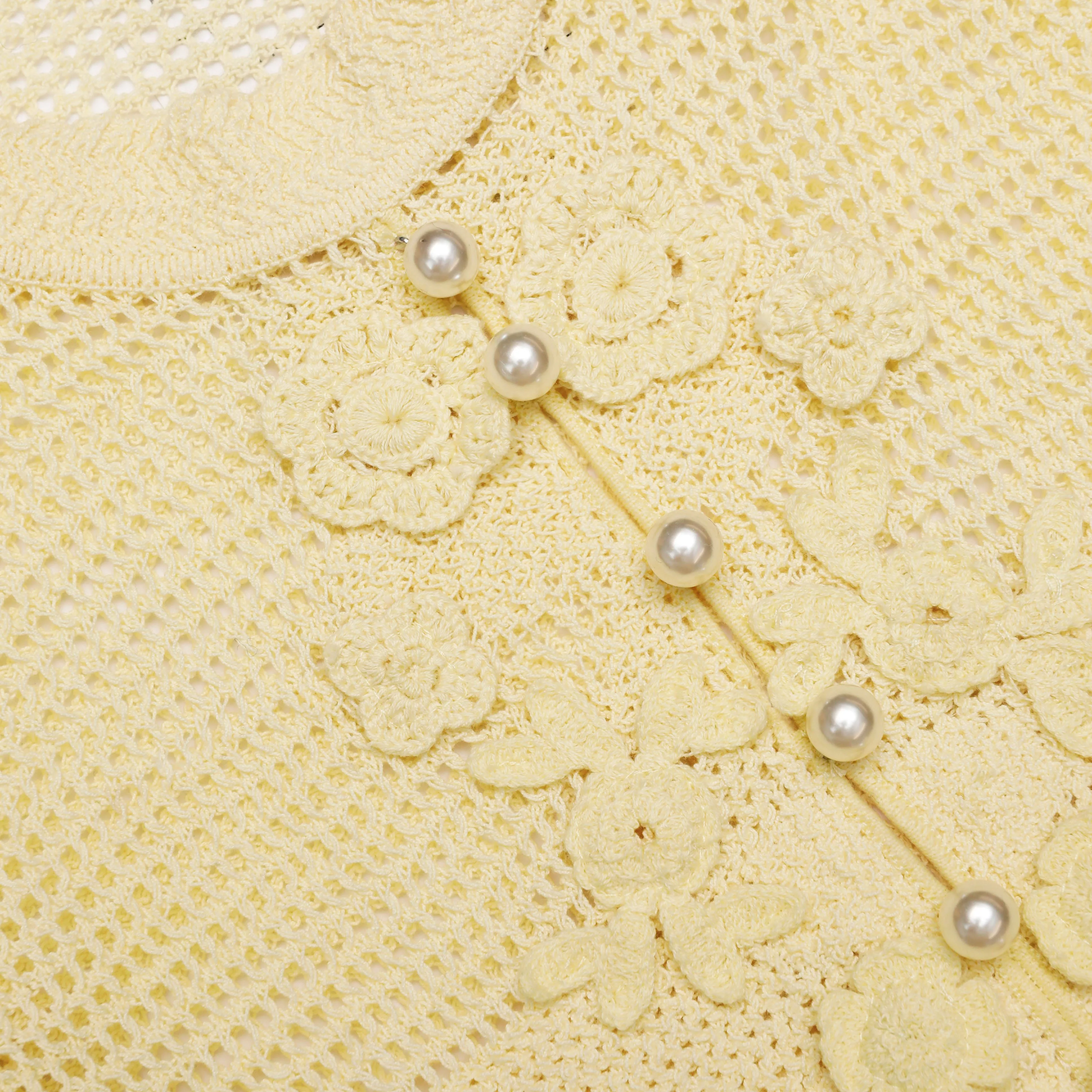 Yellow Floral Crochet Mini Dress - Image 5