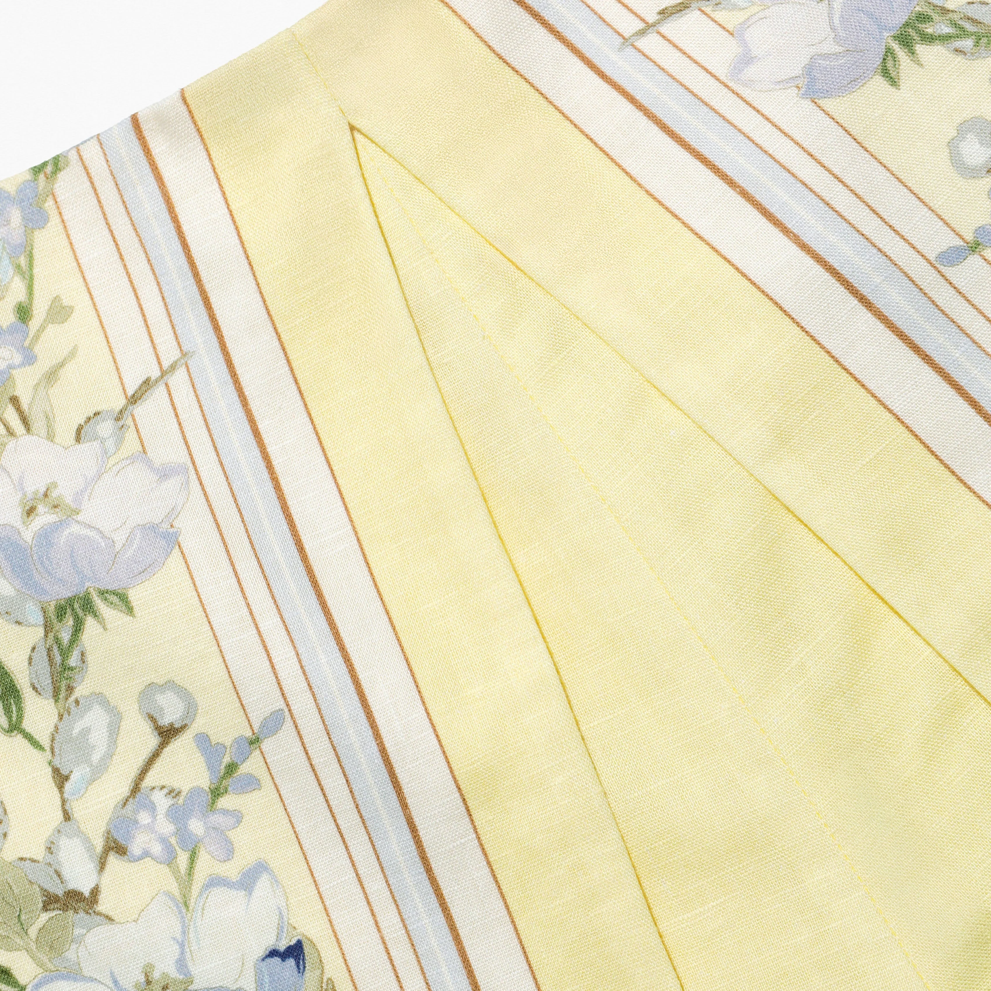 Yellow Floral Linen Shorts - Image 5