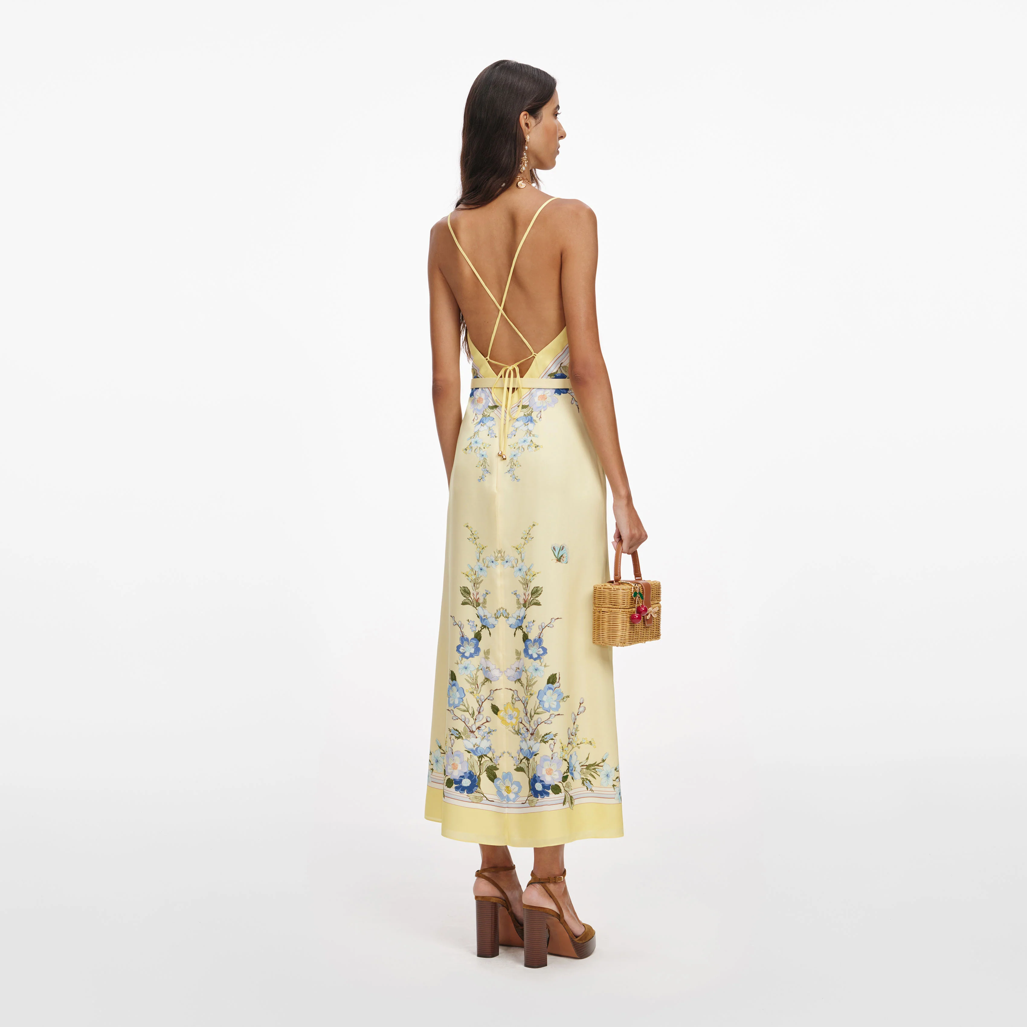 Yellow Floral Midi Dress - Image 3
