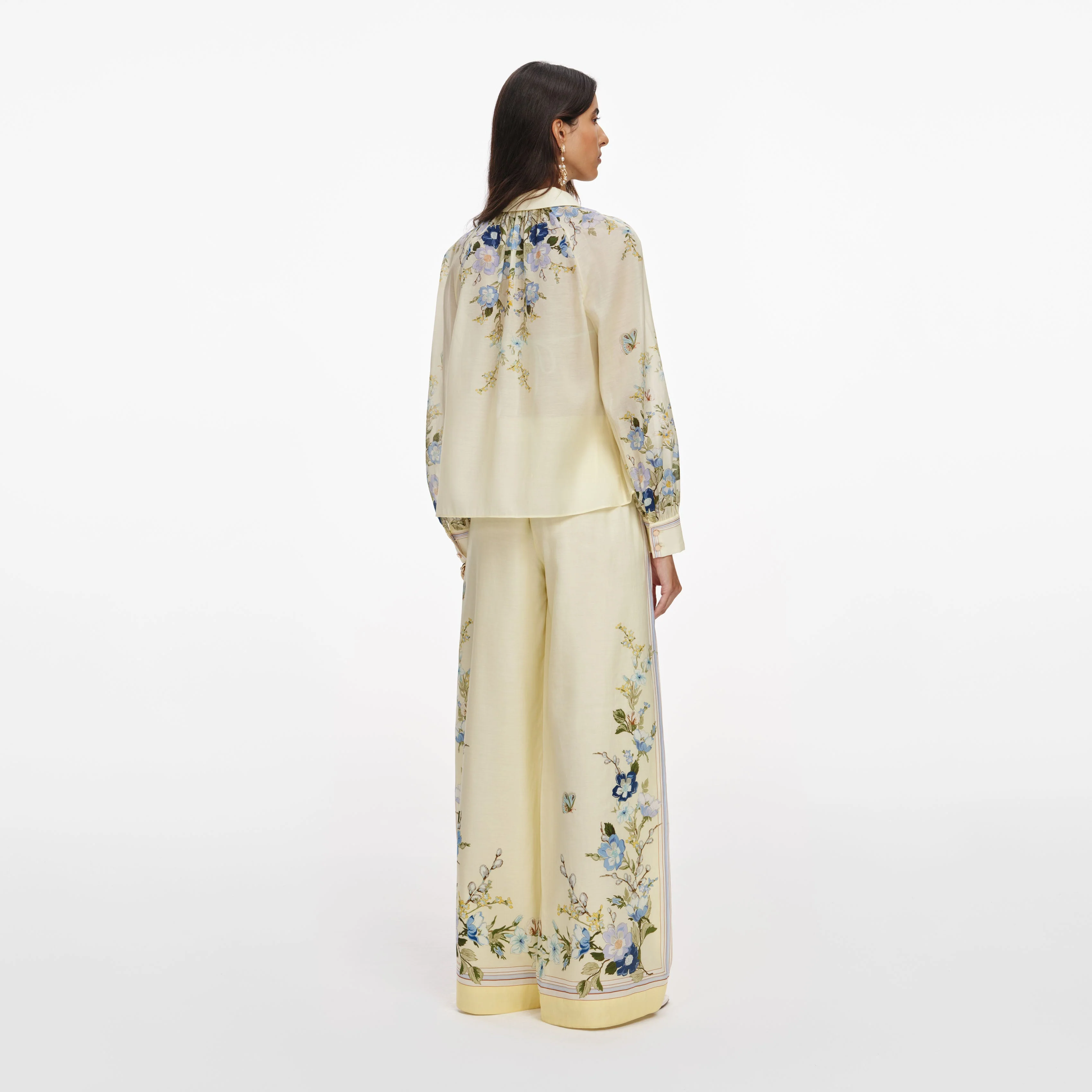 Yellow Floral Organza Trousers - Image 3
