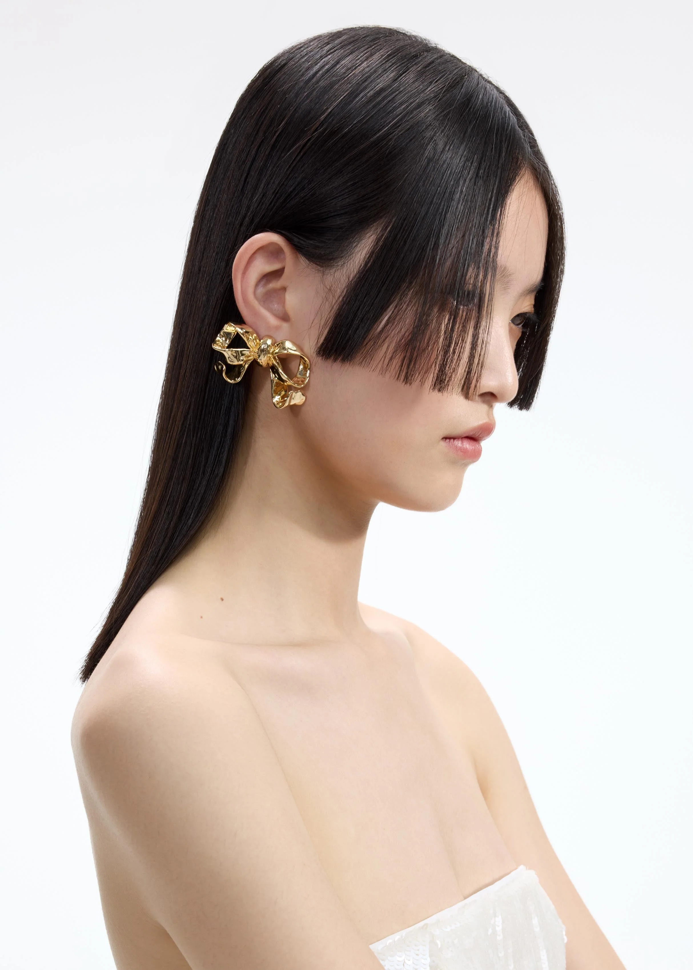 Gold Bow Earrings - Image 2