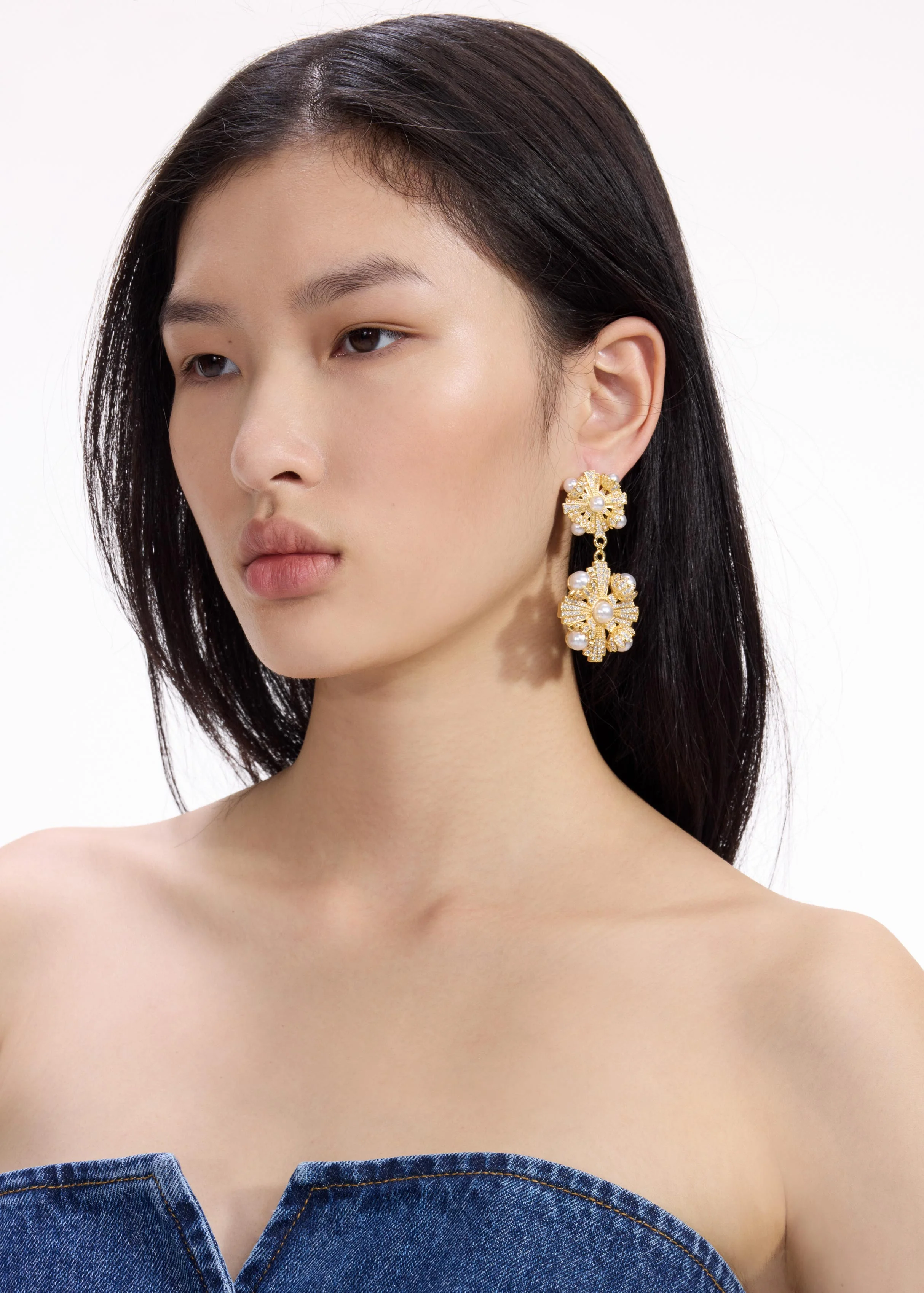 Gold Encrusted Tiered Earrings - Image 2