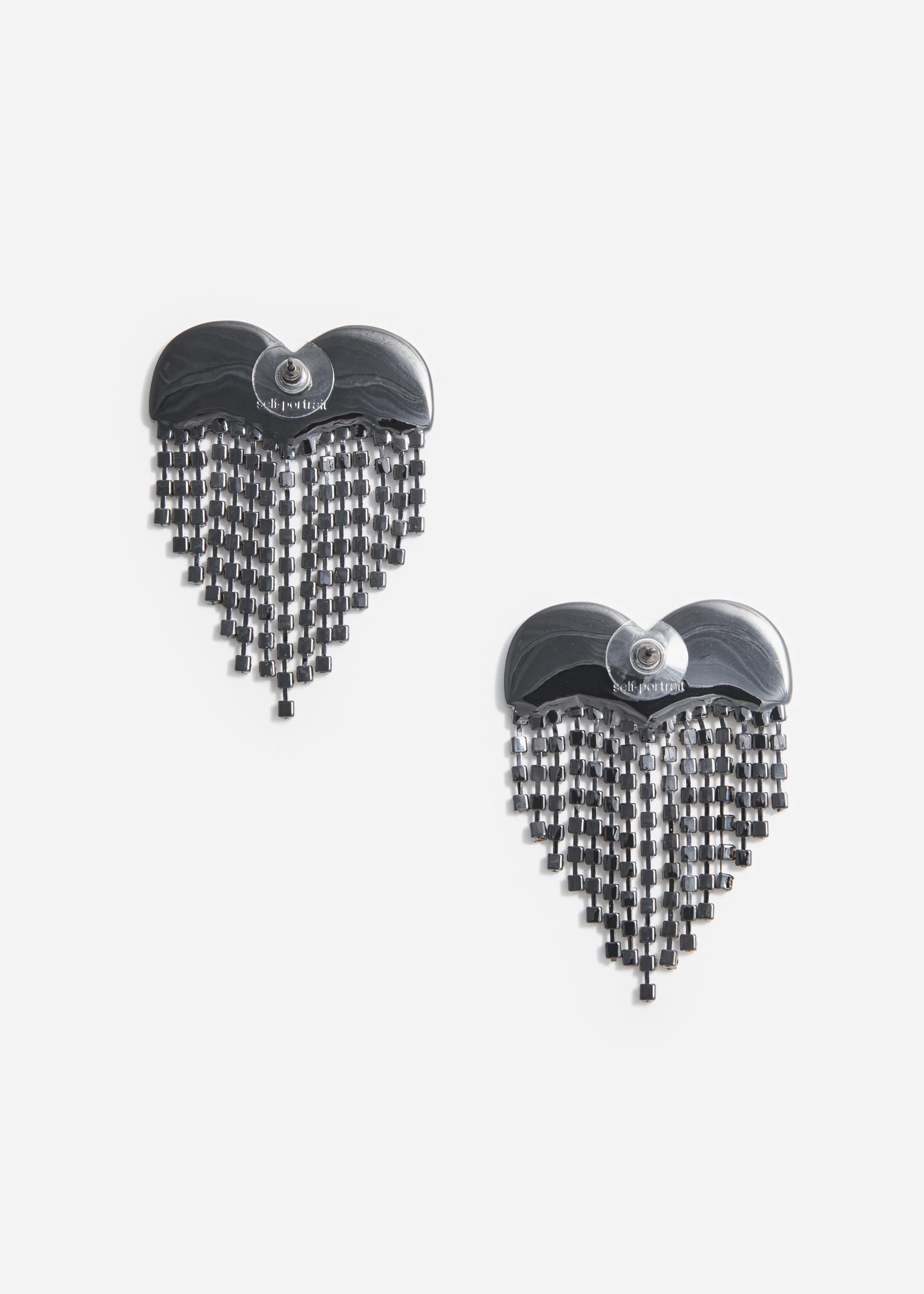 Smoke Crystal Heart Earrings - Image 3