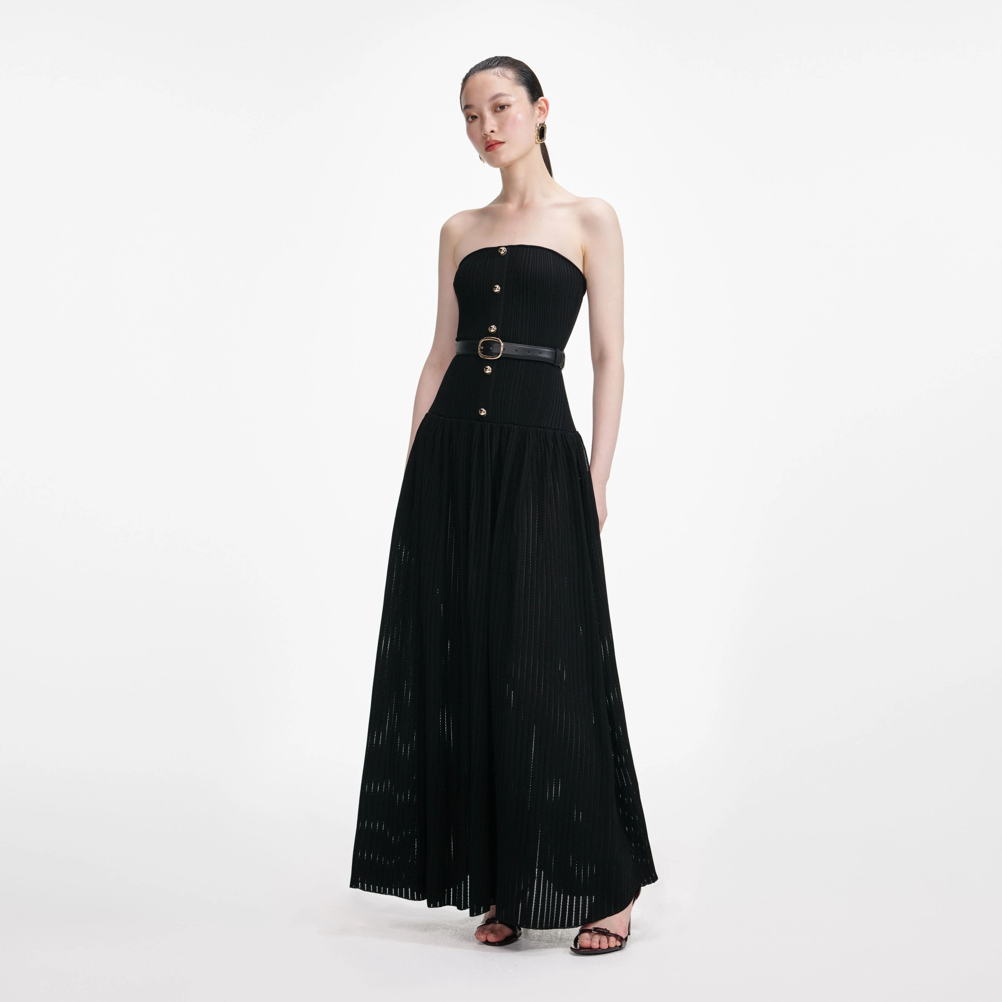 Black Bandeau Knit Maxi Dress - Image 2