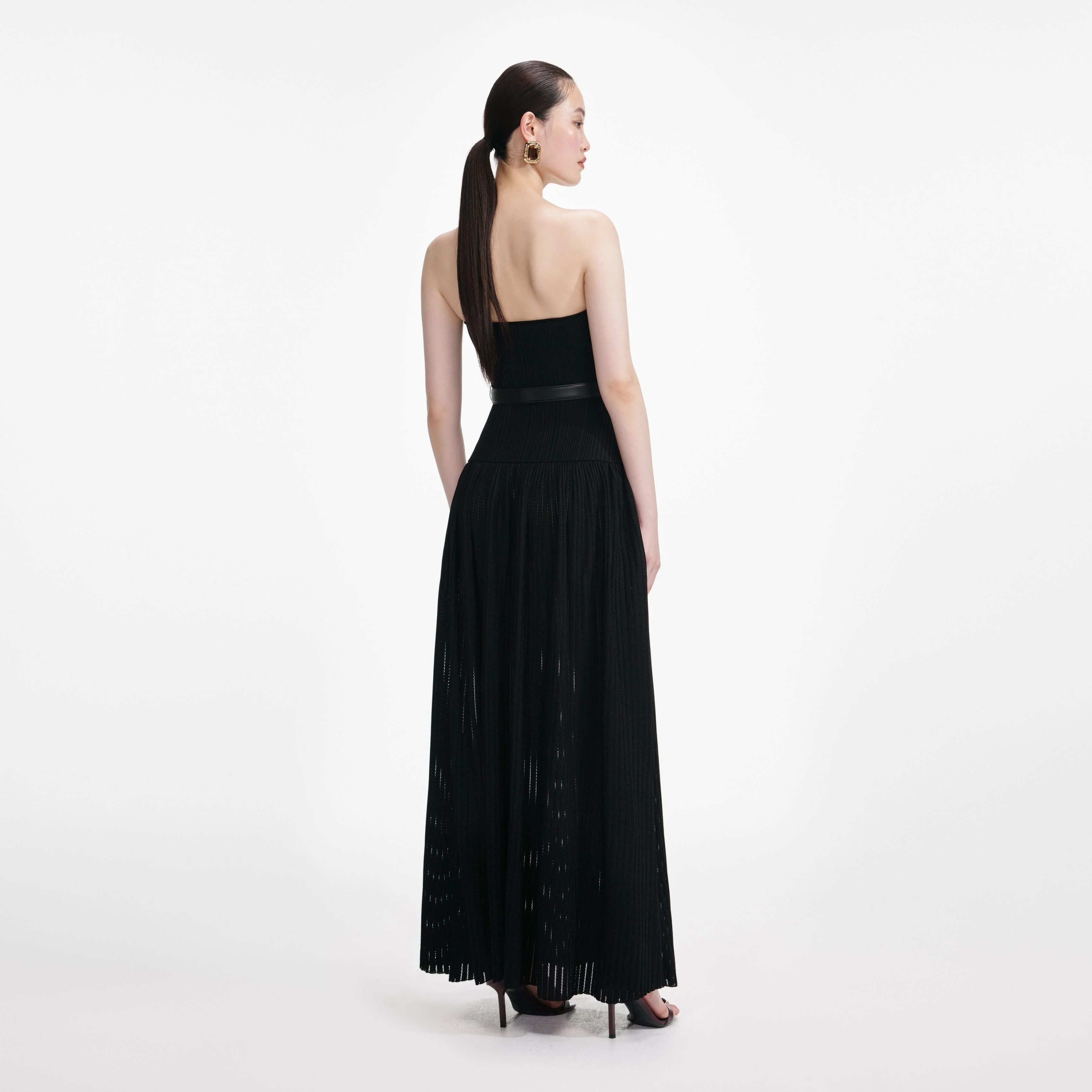 Black Bandeau Knit Maxi Dress - Image 3