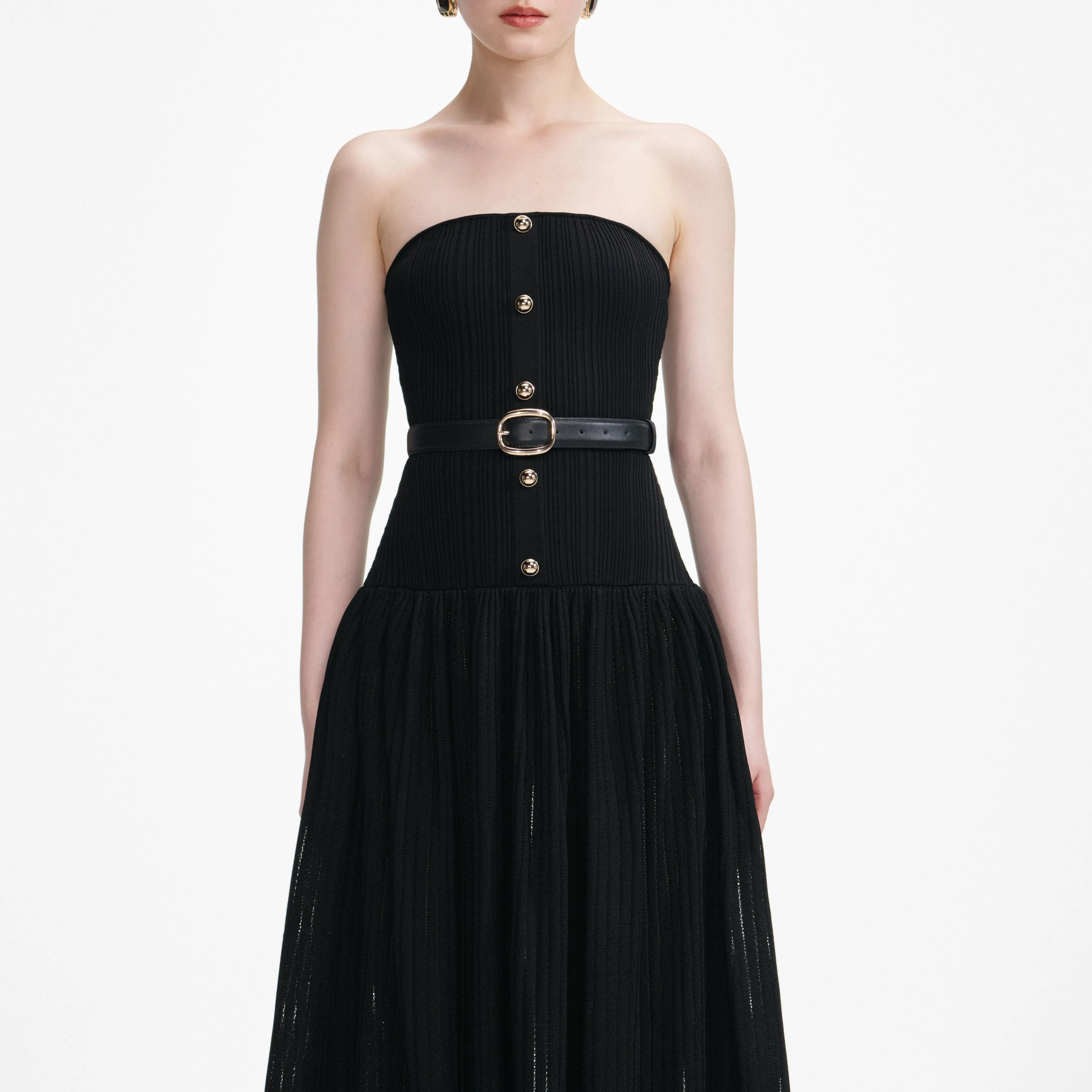 Black Bandeau Knit Maxi Dress - Image 4