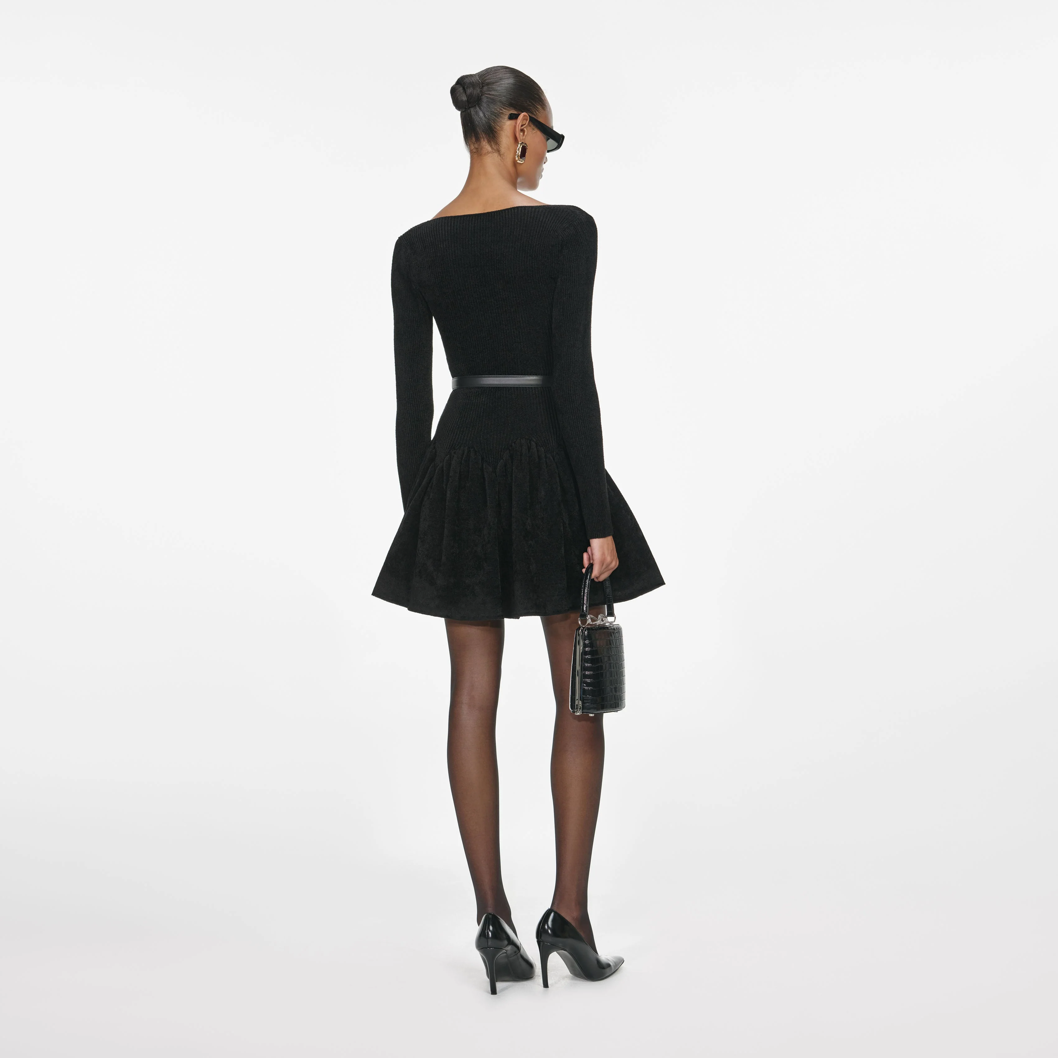 Black Chenille Knit Dress - Image 3