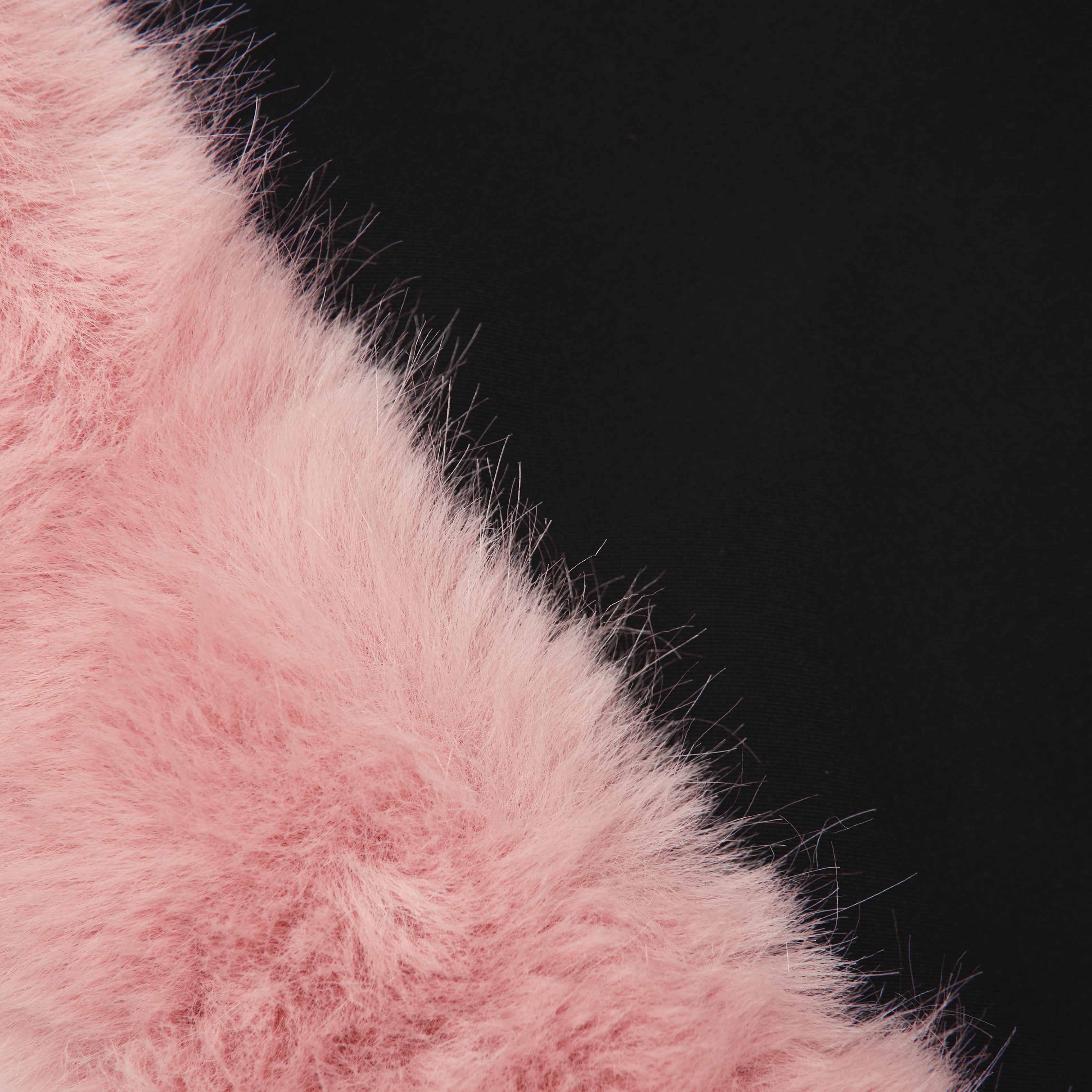 Black Crepe Fur Hem Mini Dress - Image 5