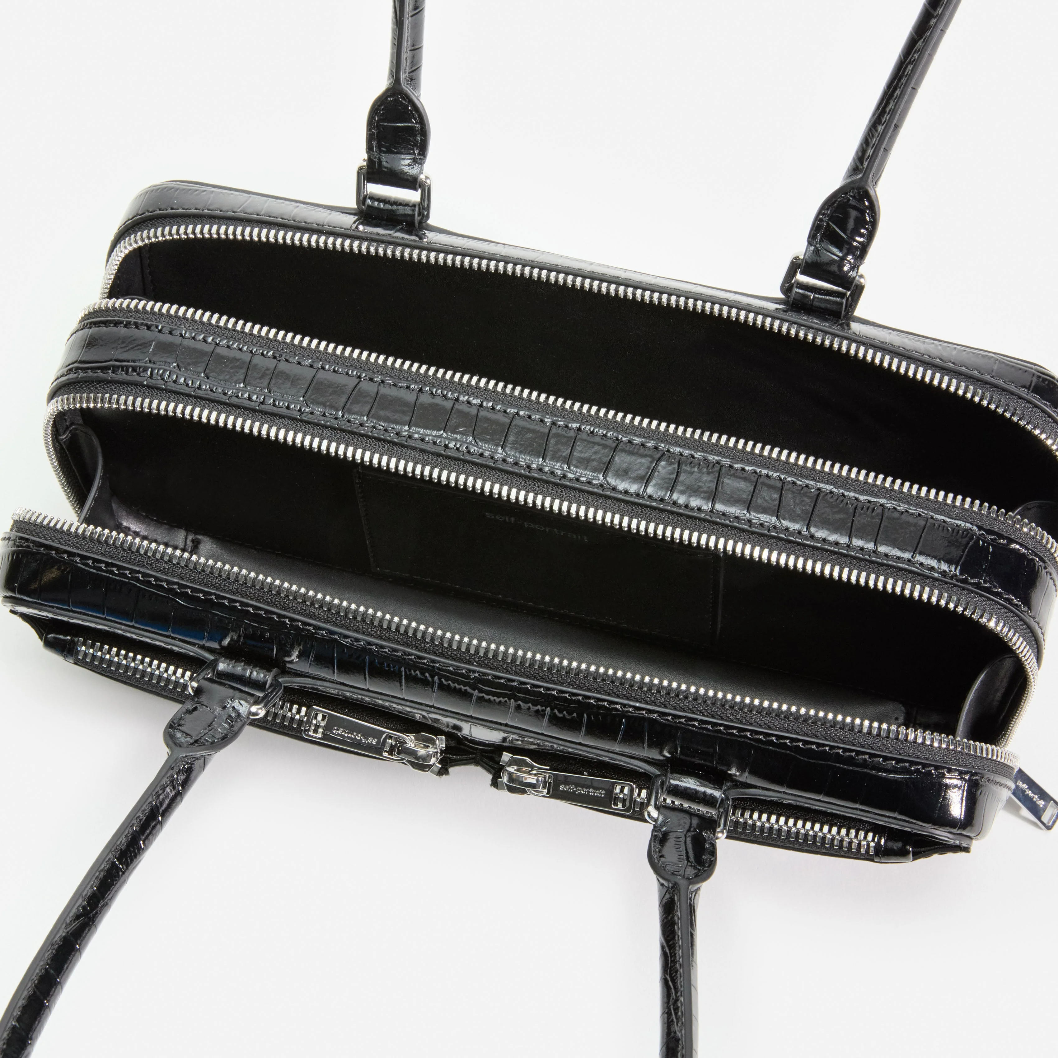 Black Croc Shoulder Bag - Image 4