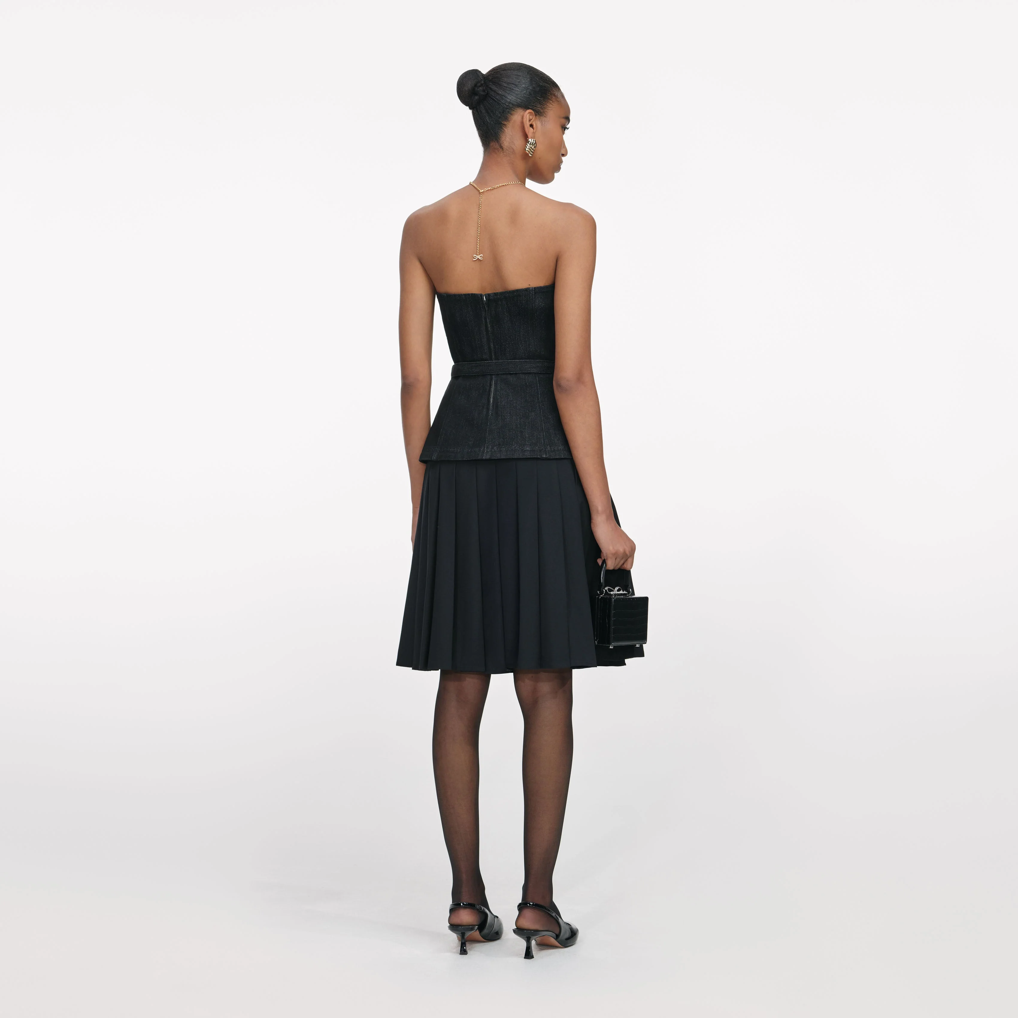 Black Denim Bandeau Top - Image 3