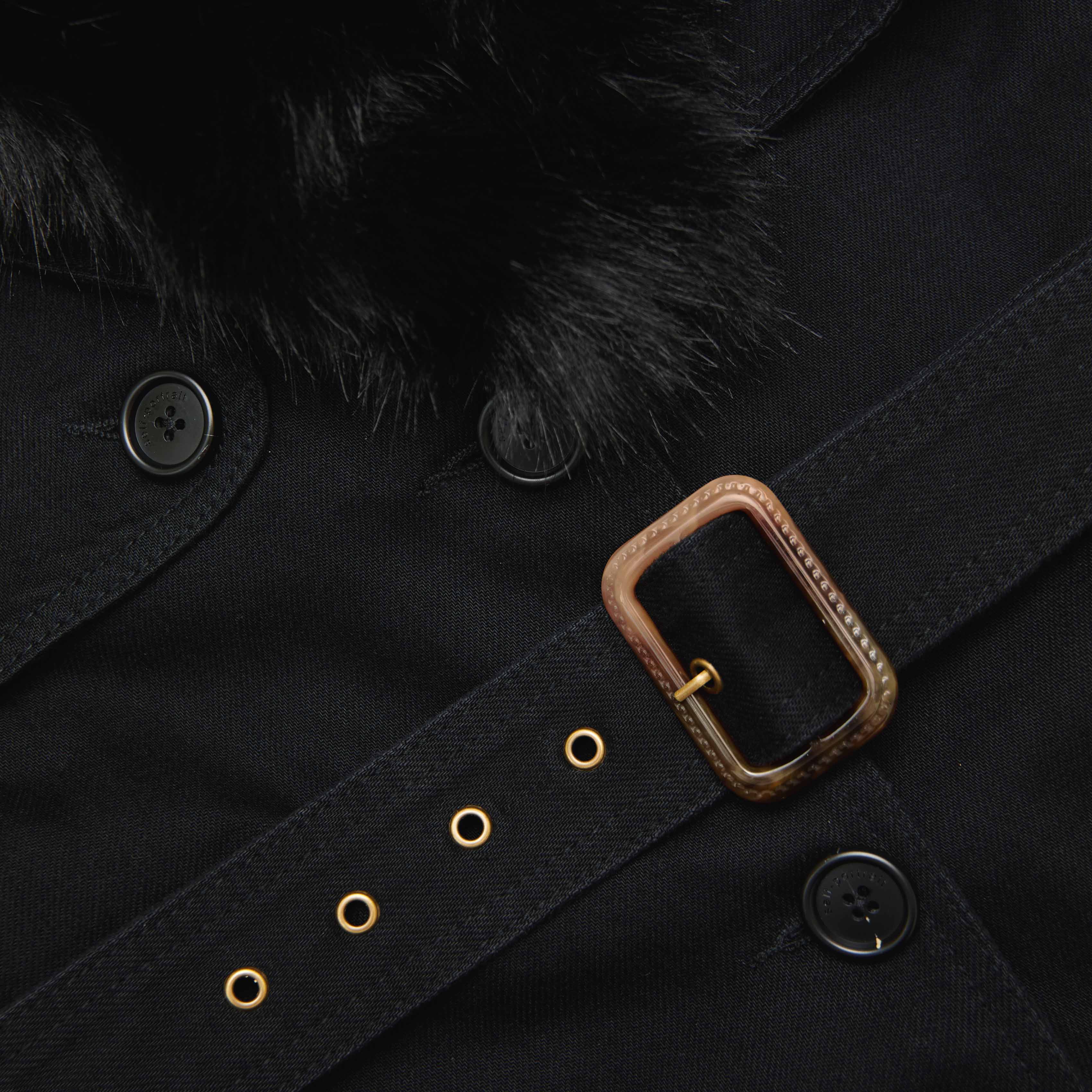 Black Denim Fur Collar Jacket - Image 5
