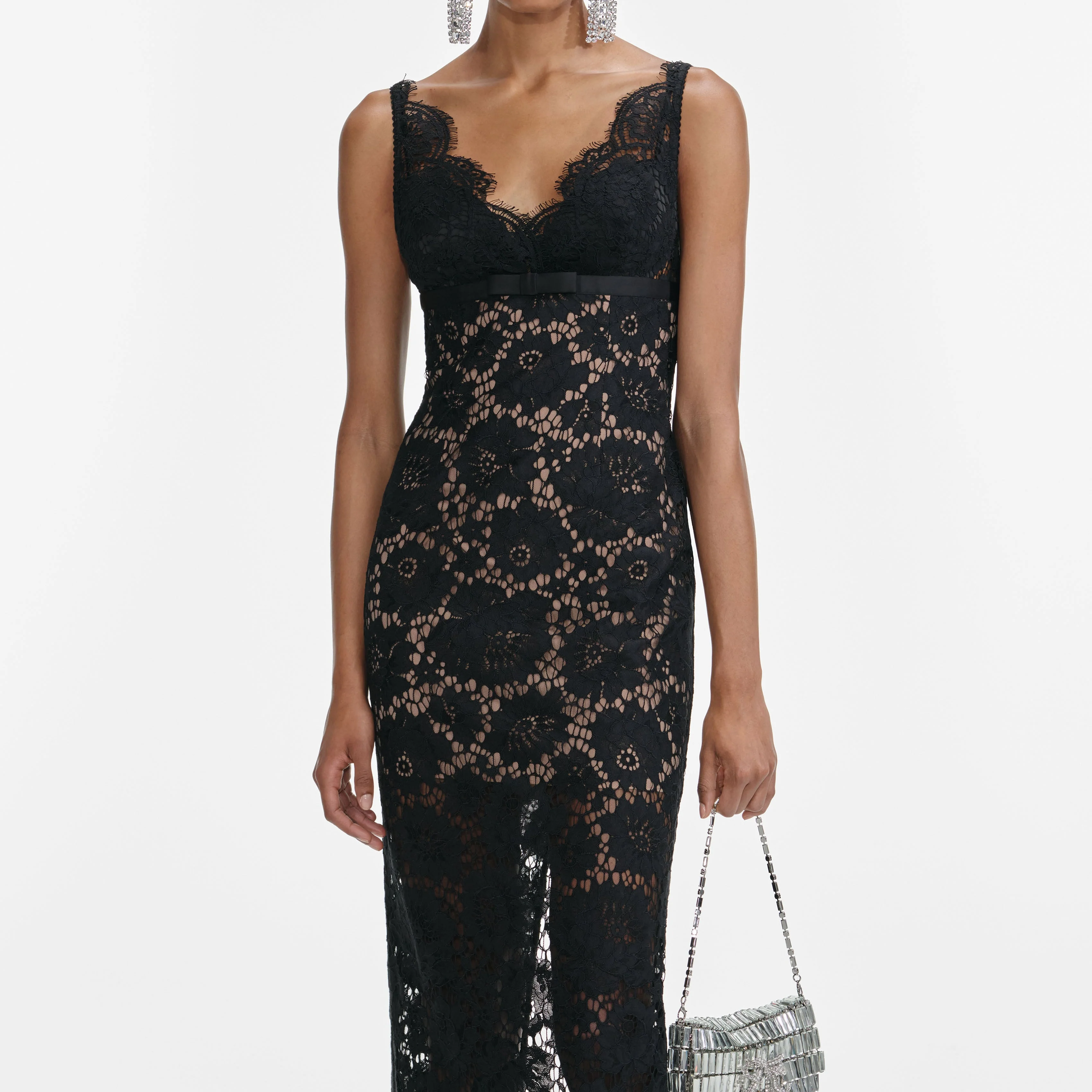 Black Floral Lace Maxi Dress - Image 4