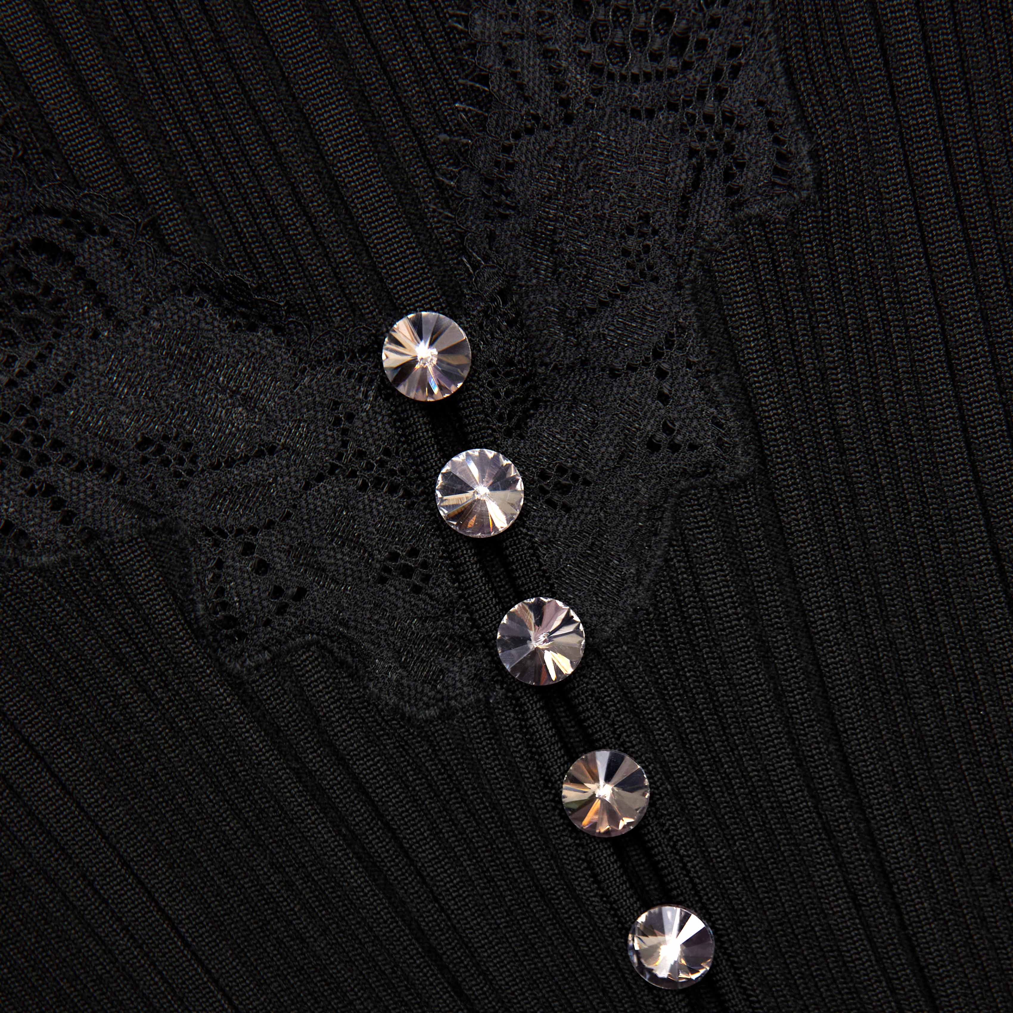 Black Lace Trim Knit Top - Image 5