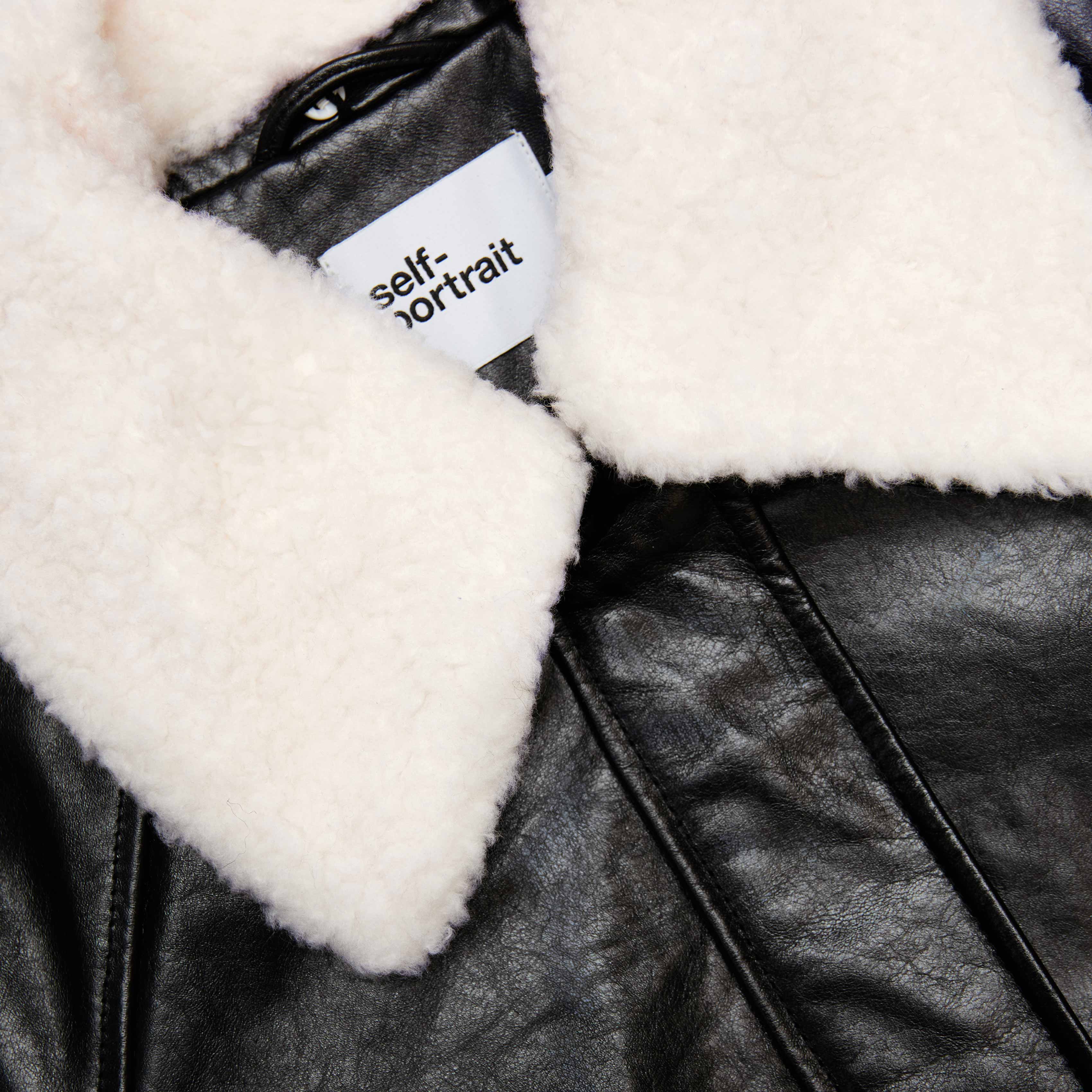 Black Leather Fur Collar Jacket - Image 5