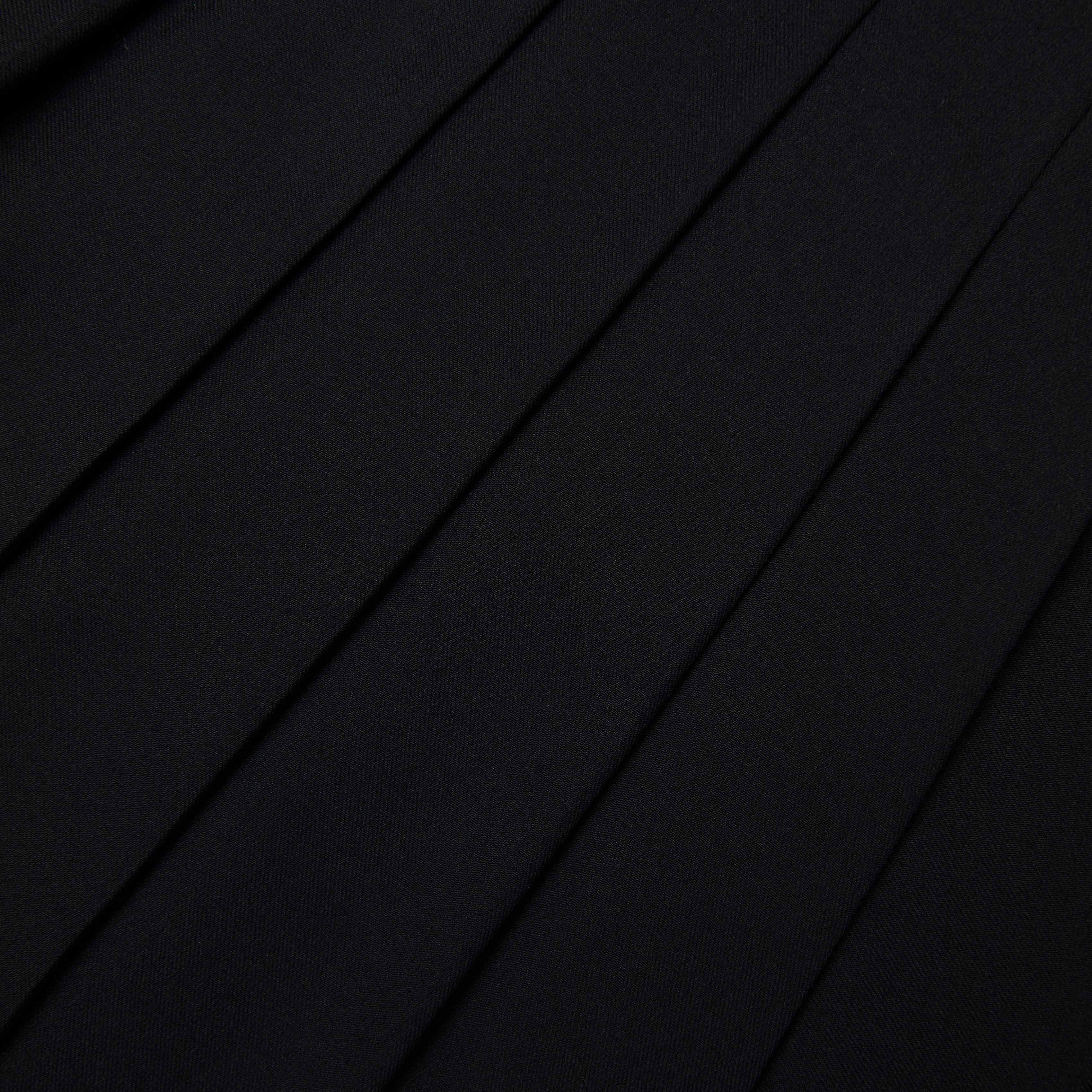 Black Pleated Twill Midi Skirt - Image 5