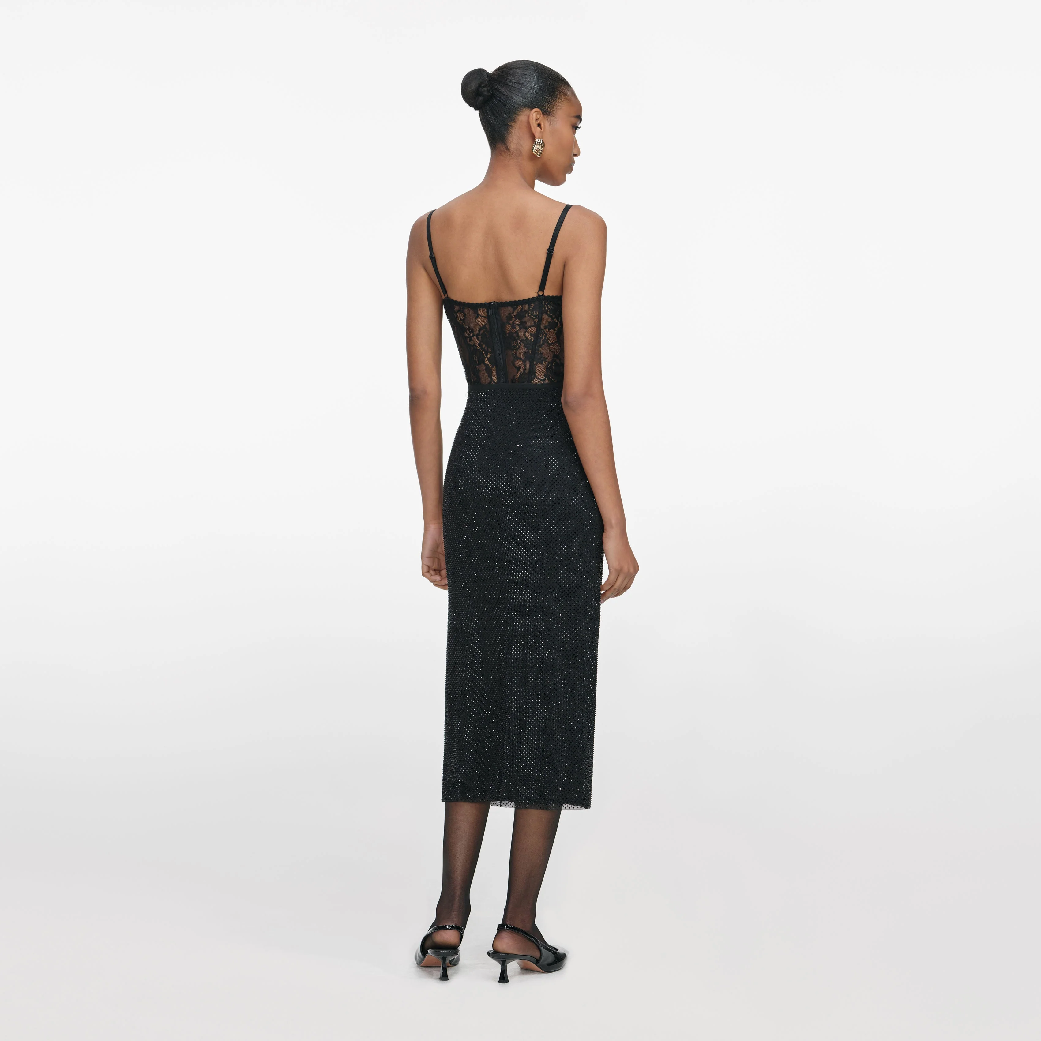 Black Rhinestone Midi Skirt - Image 3