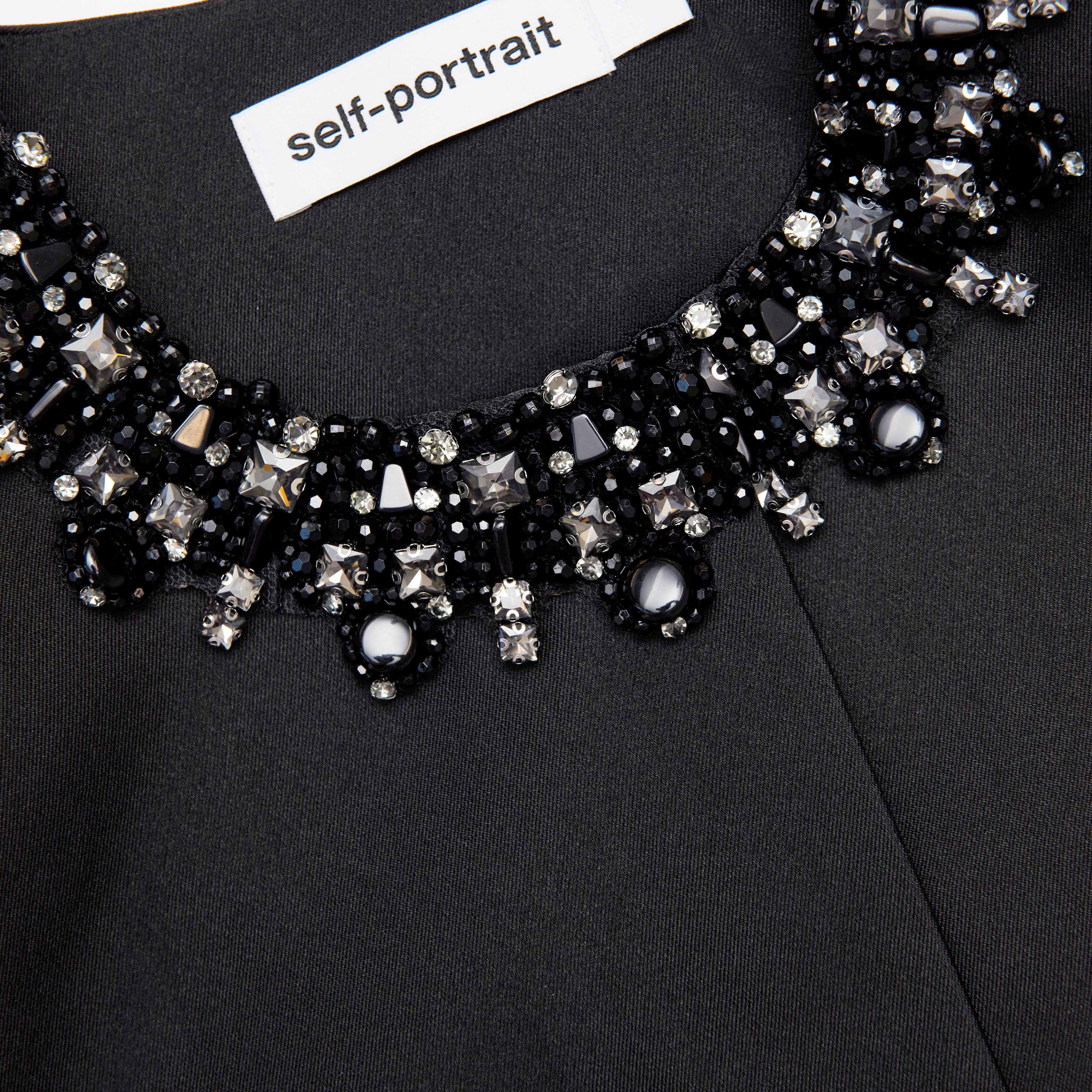 Black Taffeta Embellished Trim Jacket - Image 5