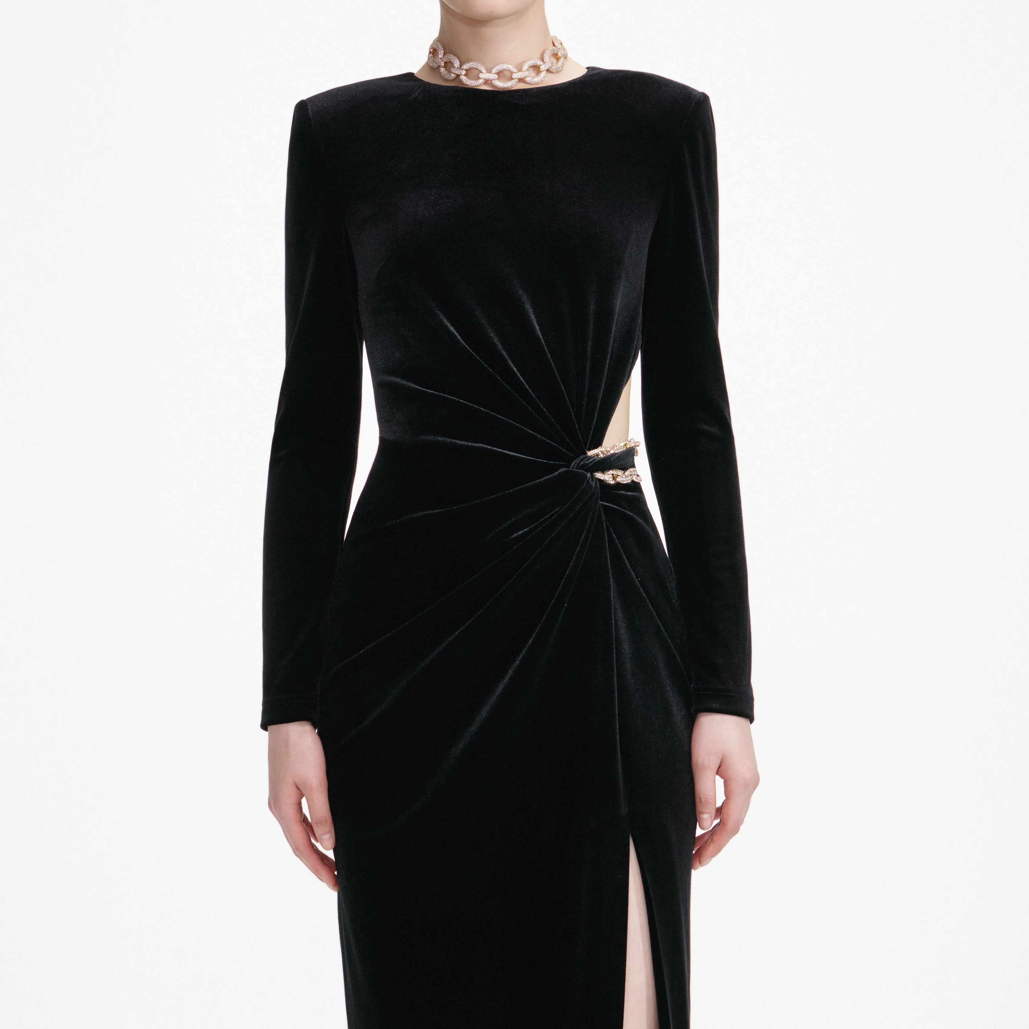Black Velvet Embellished Maxi Dress - Image 4