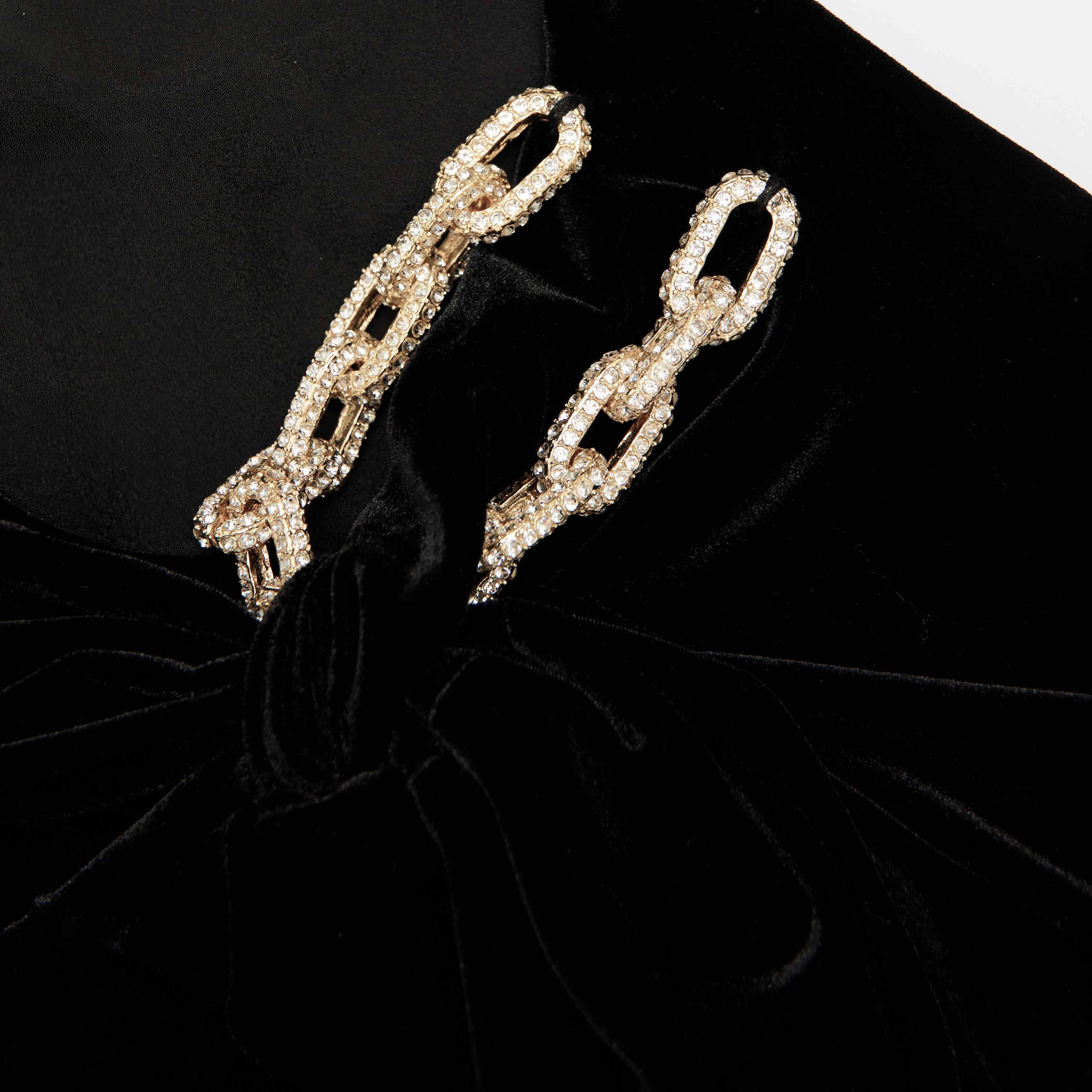 Black Velvet Embellished Mini Dress - Image 5