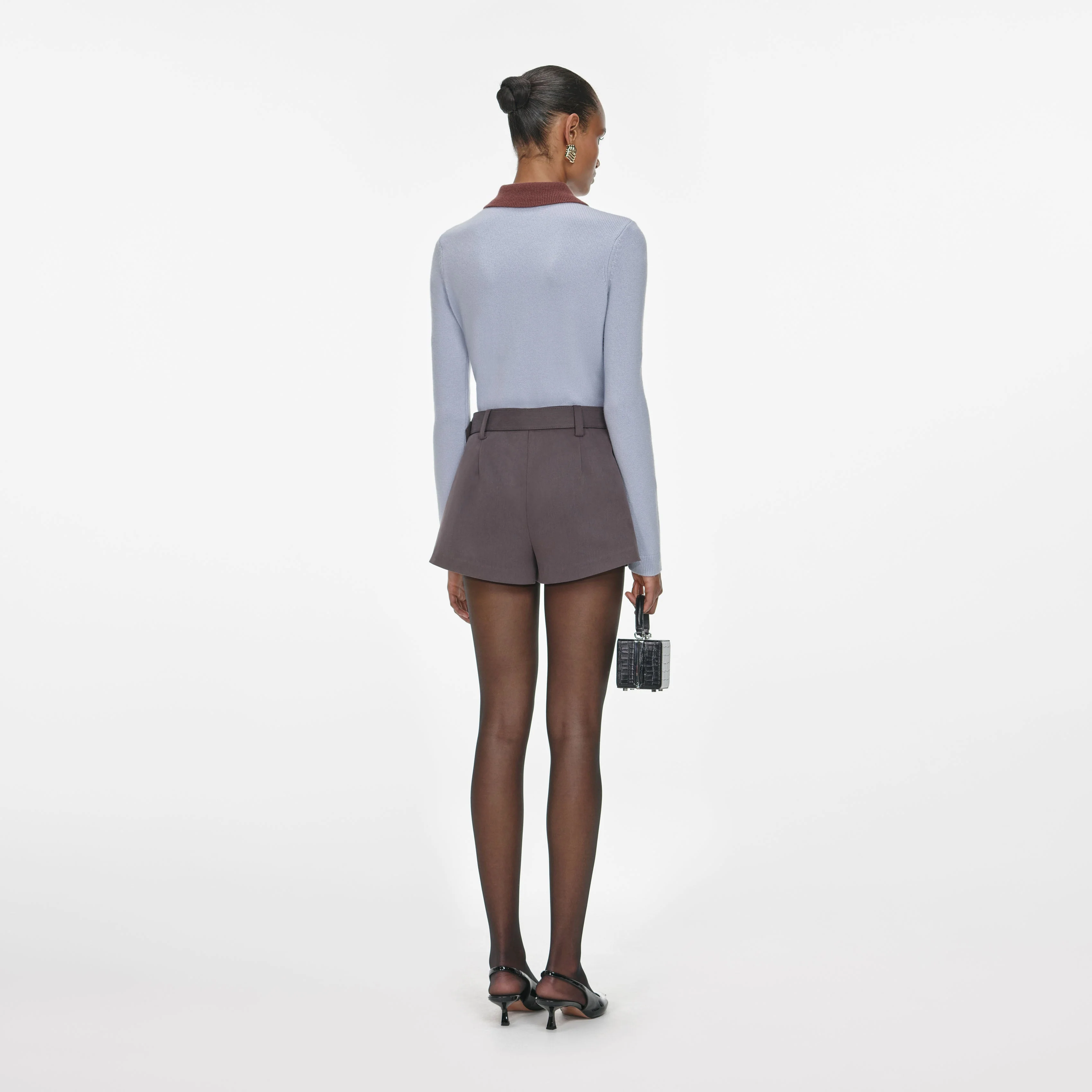 Blue Contrast Collar Knit Top - Image 3
