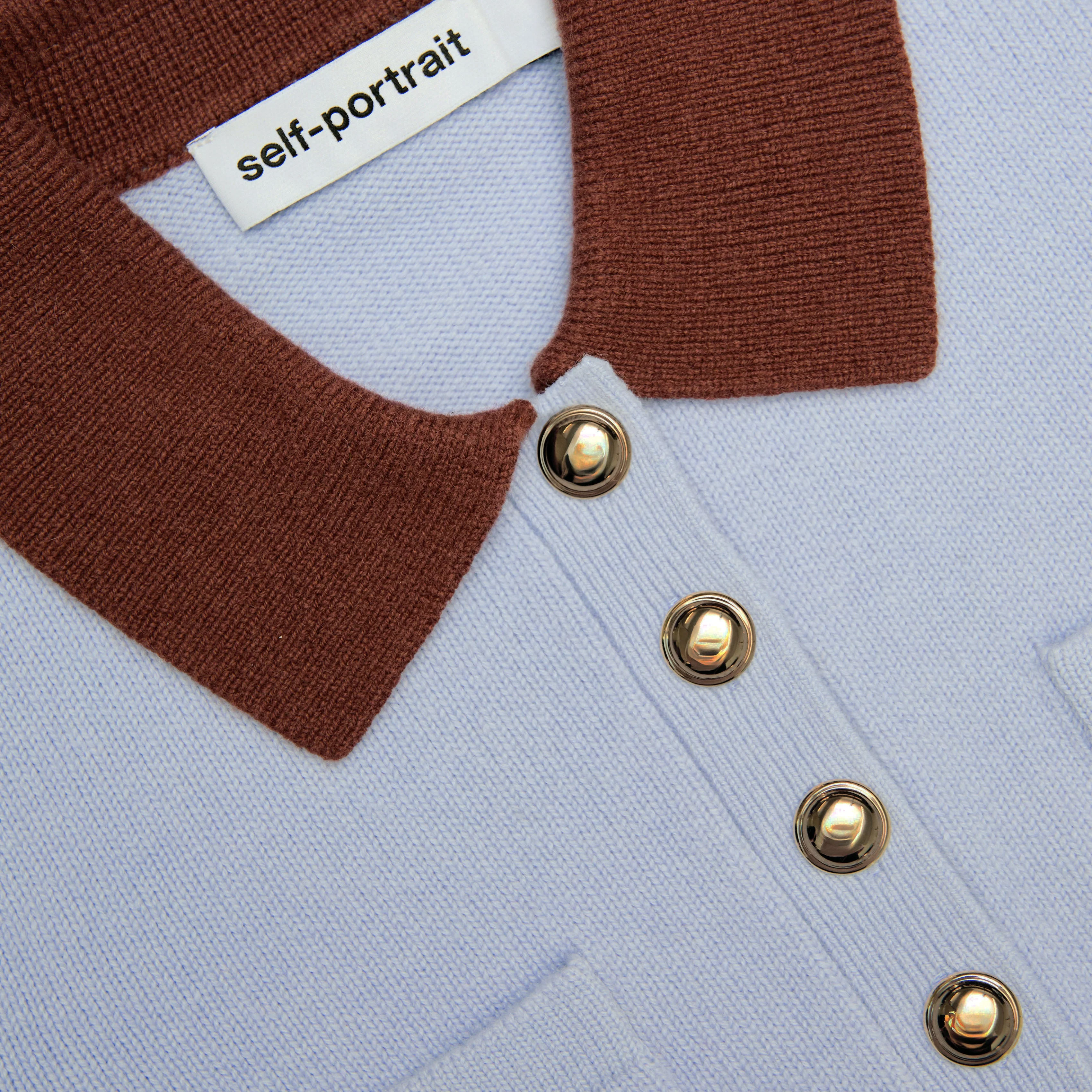 Blue Contrast Collar Knit Top - Image 5