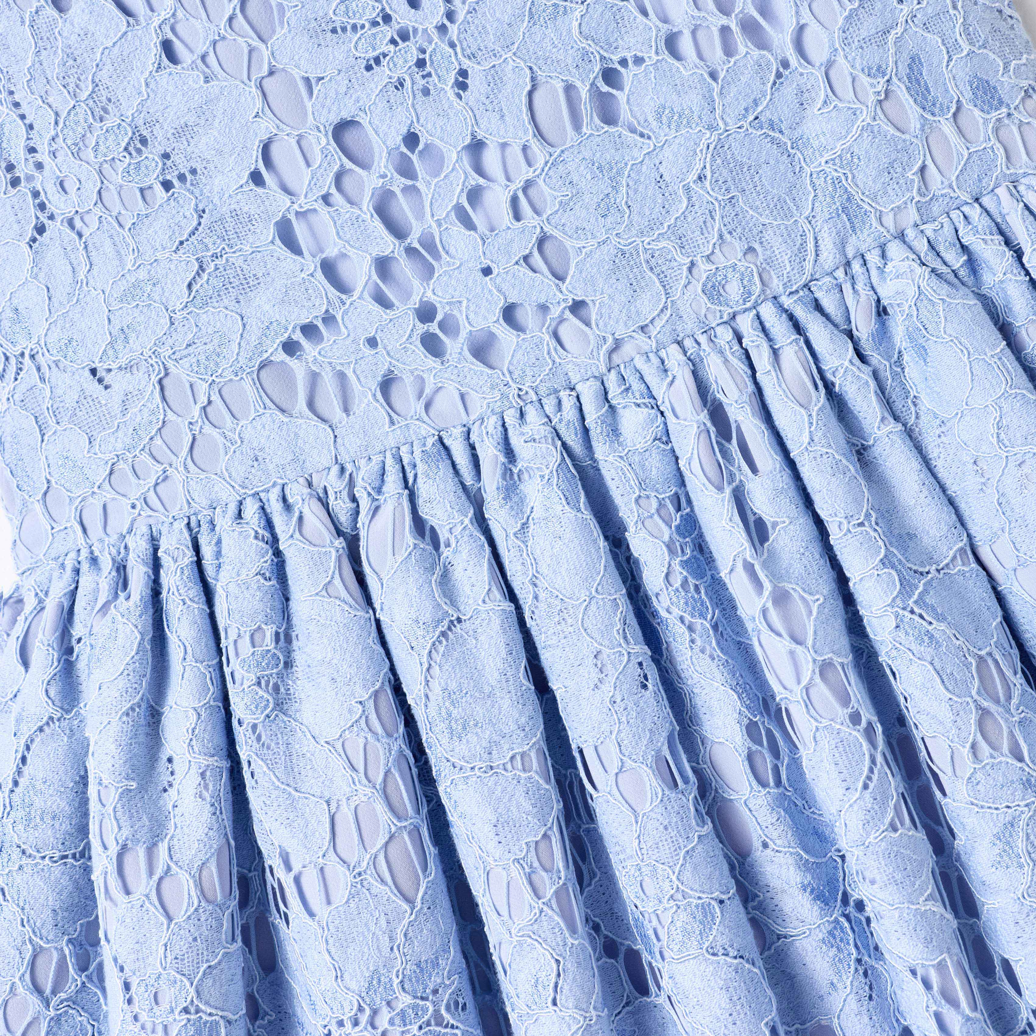 Blue Floral Lace Dress - Image 3