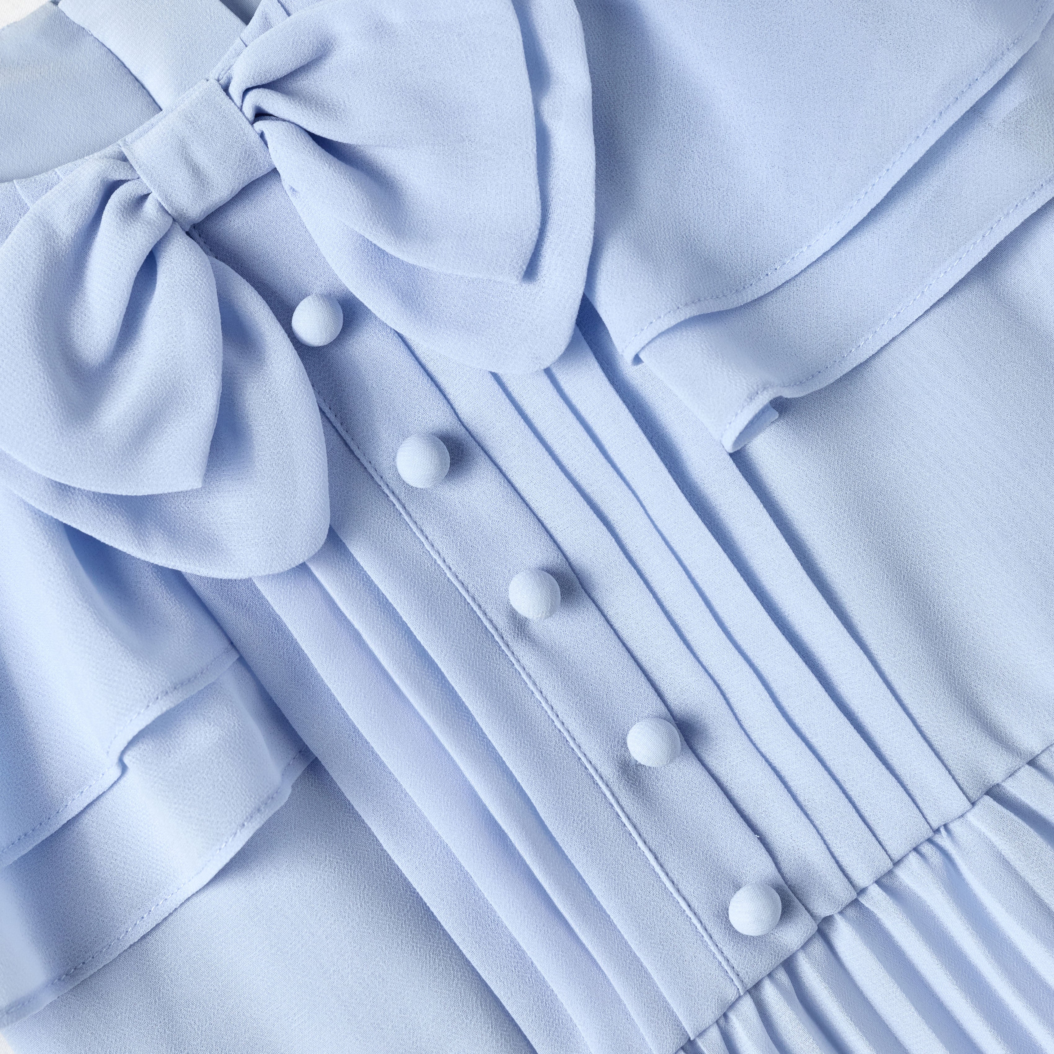 Blue Pleated Chiffon Dress - Image 3