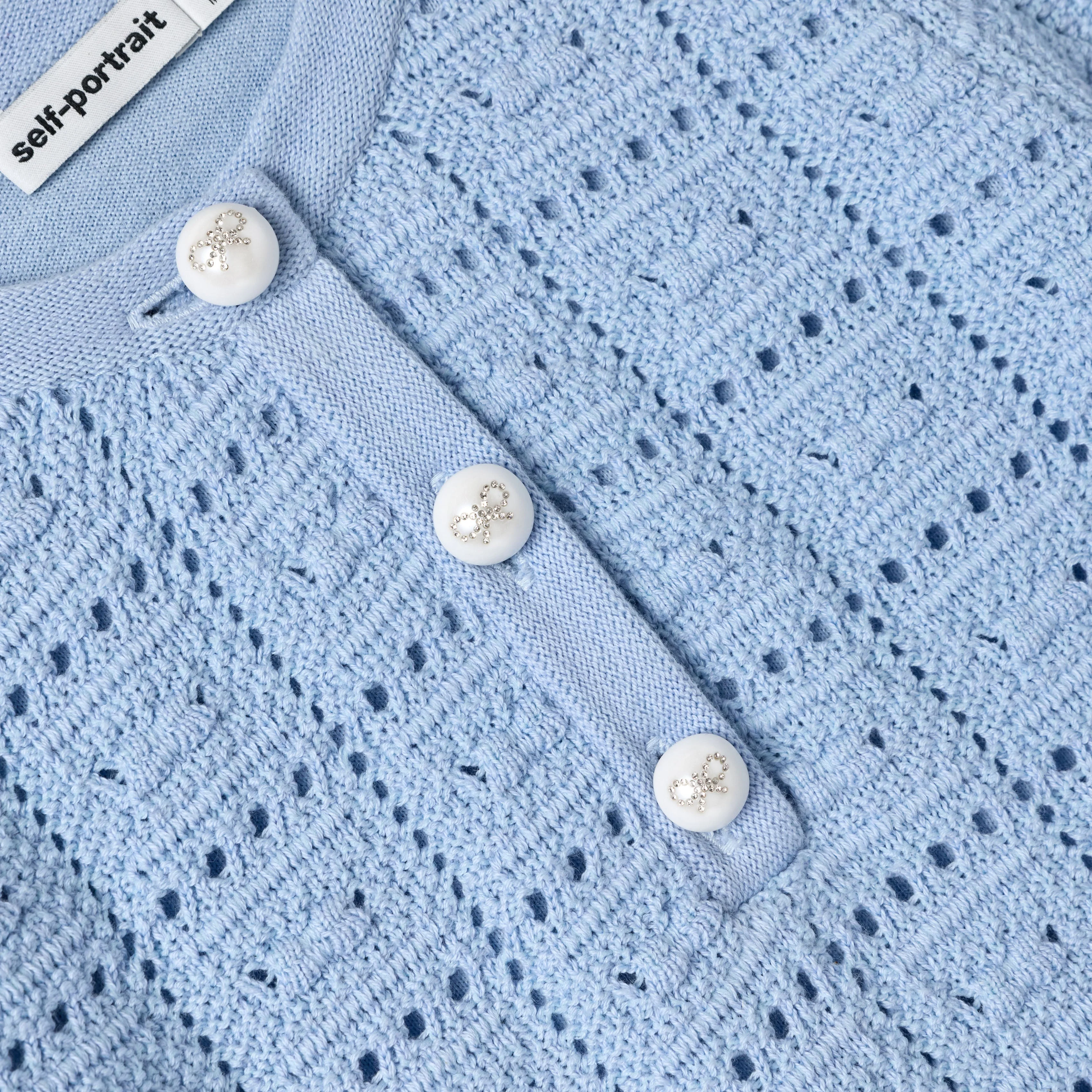 Blue Pointelle Knit Dress - Image 3