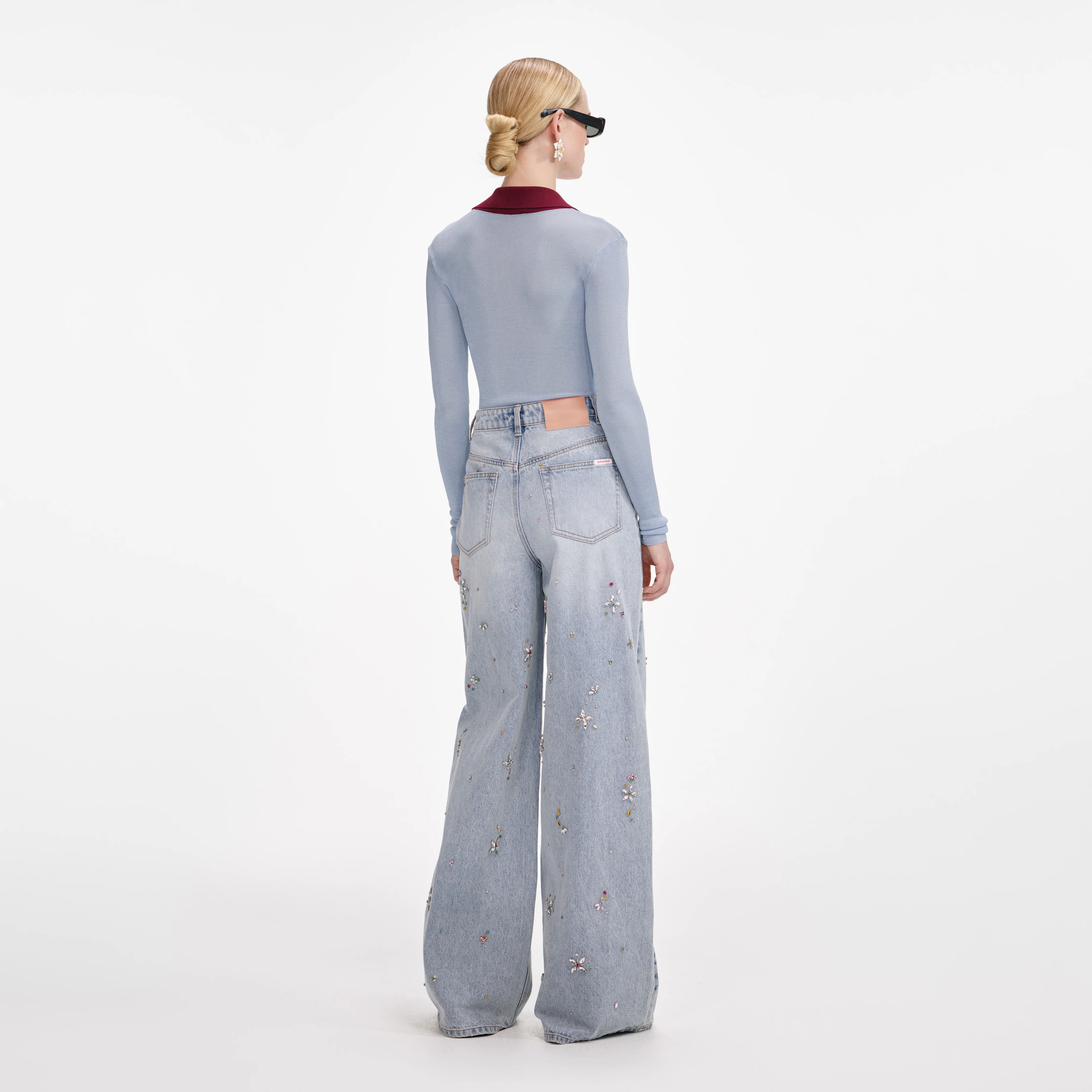 Blue Viscose Knit Bodysuit - Image 3