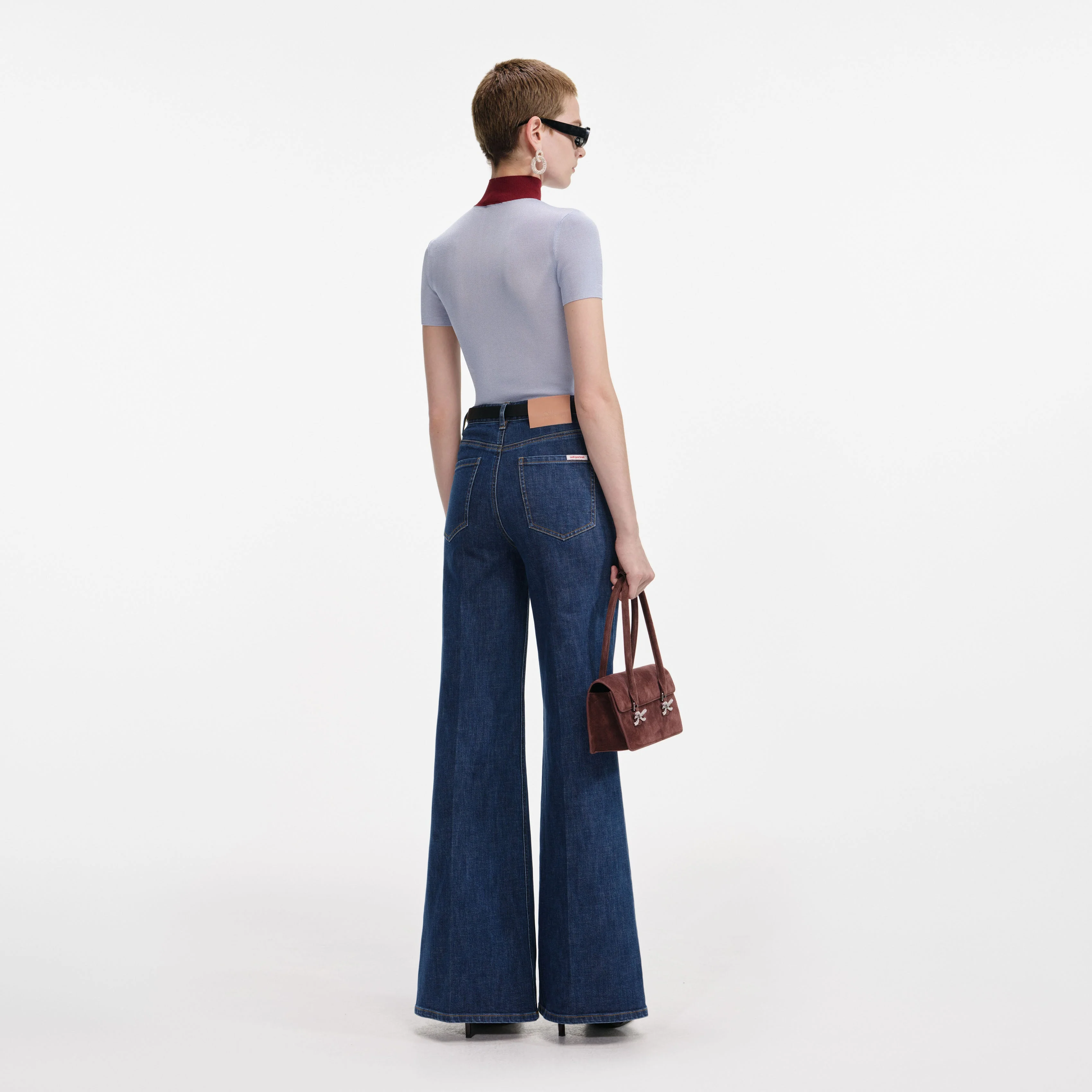Blue Viscose Knit Short Sleeve Top - Image 3