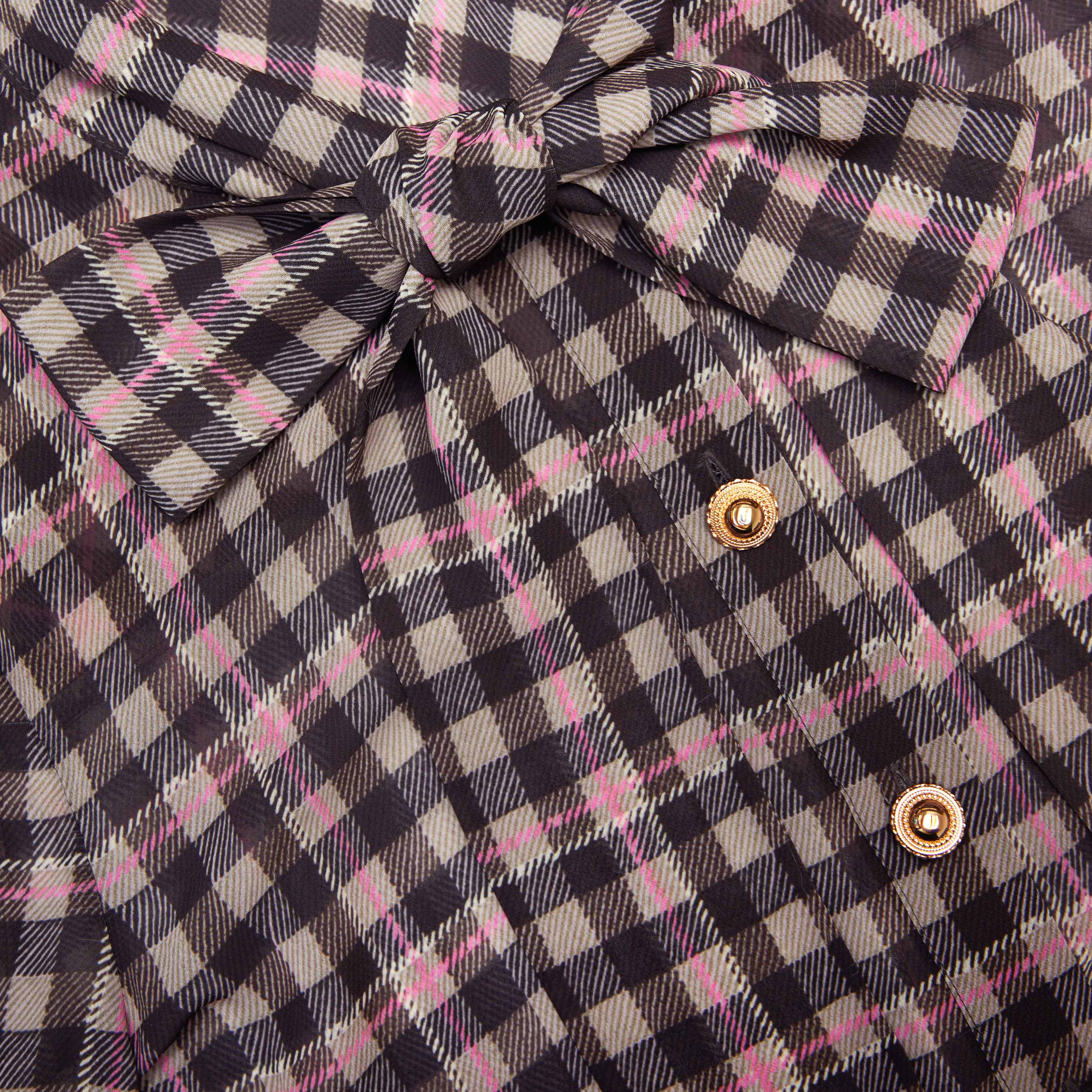 Brown Check Chiffon Blouse - Image 5