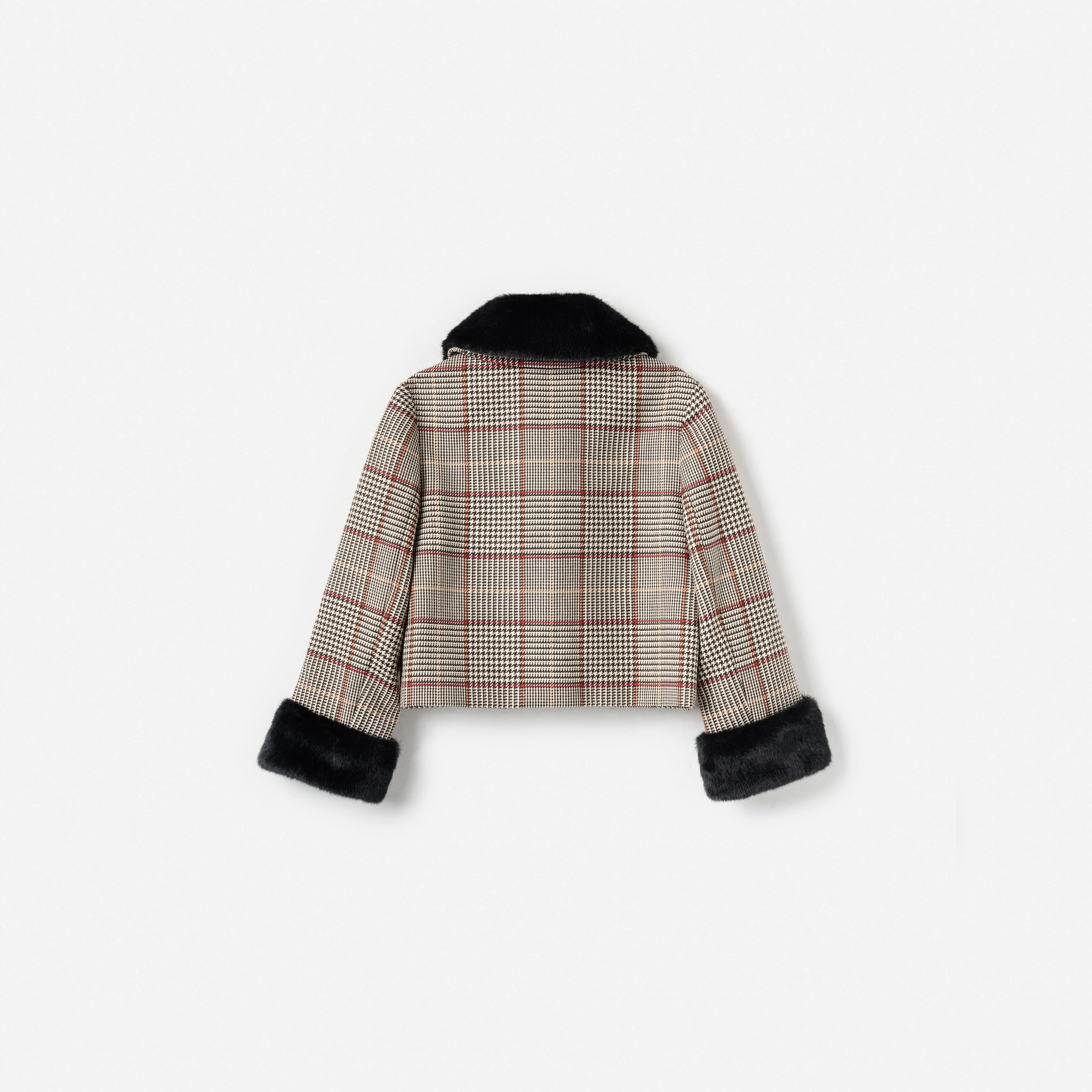 Brown Check Fur Jacket - Image 2