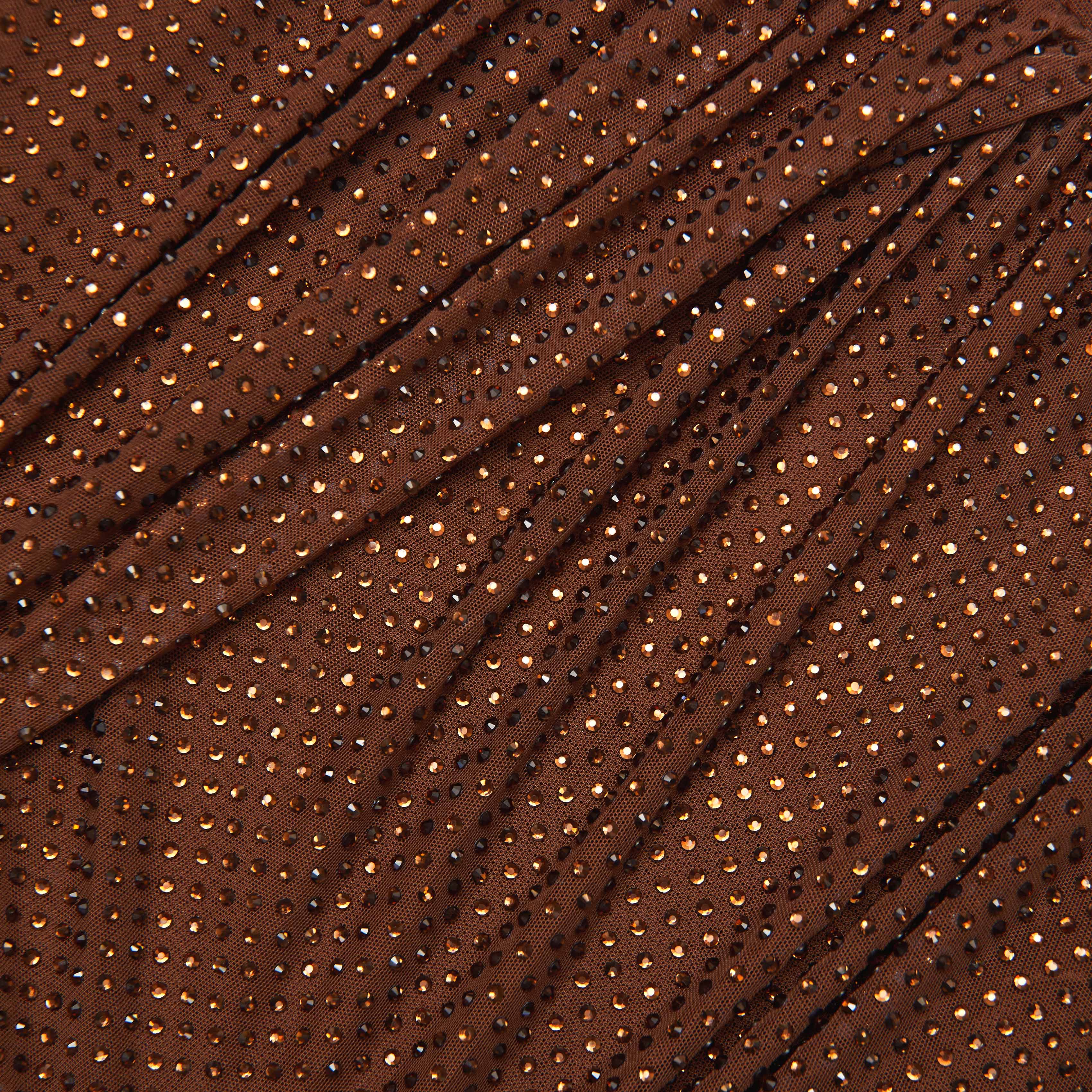 Brown Rhinestone Mesh Cut Out Top - Image 5