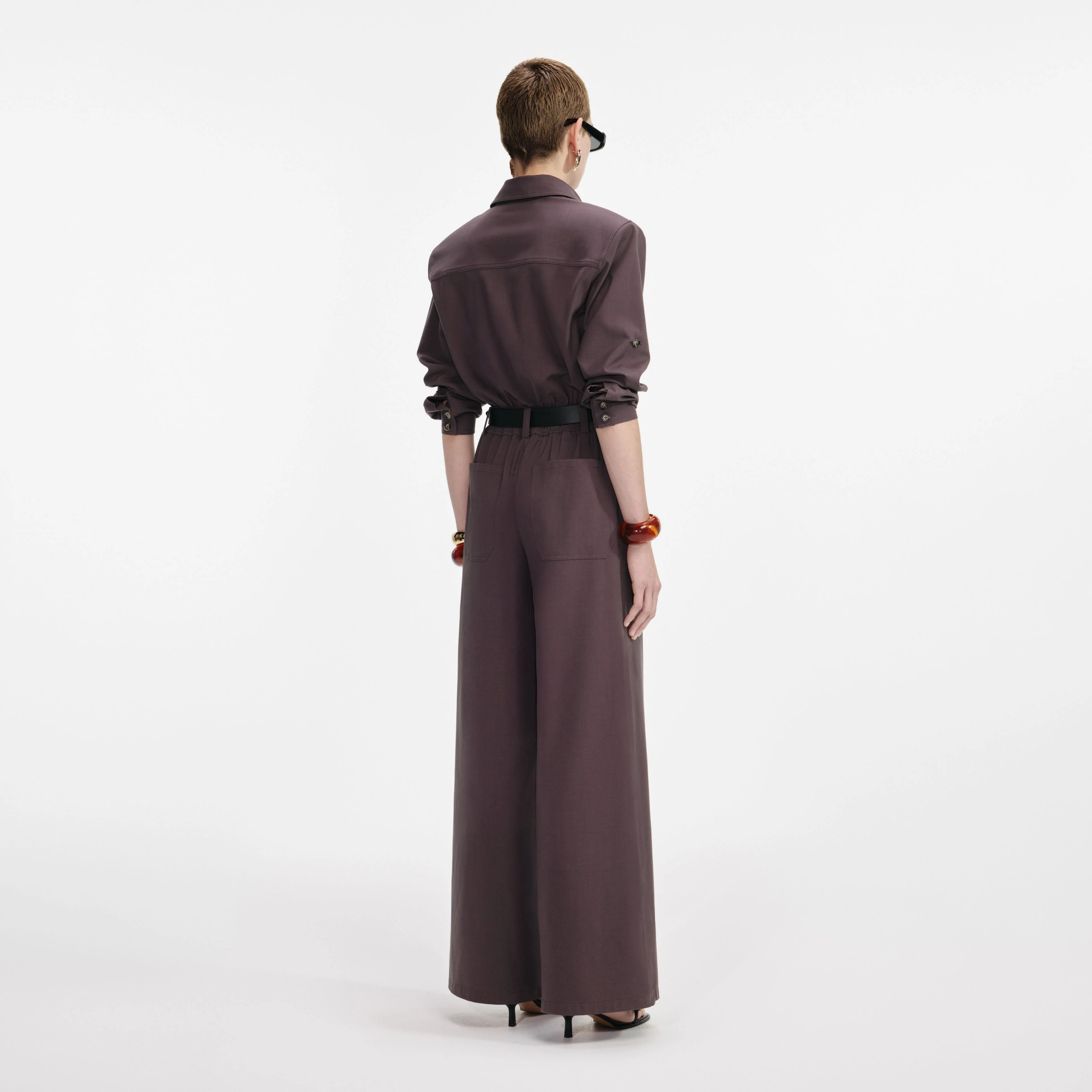 Brown Twill Jumpsuit - Image 3
