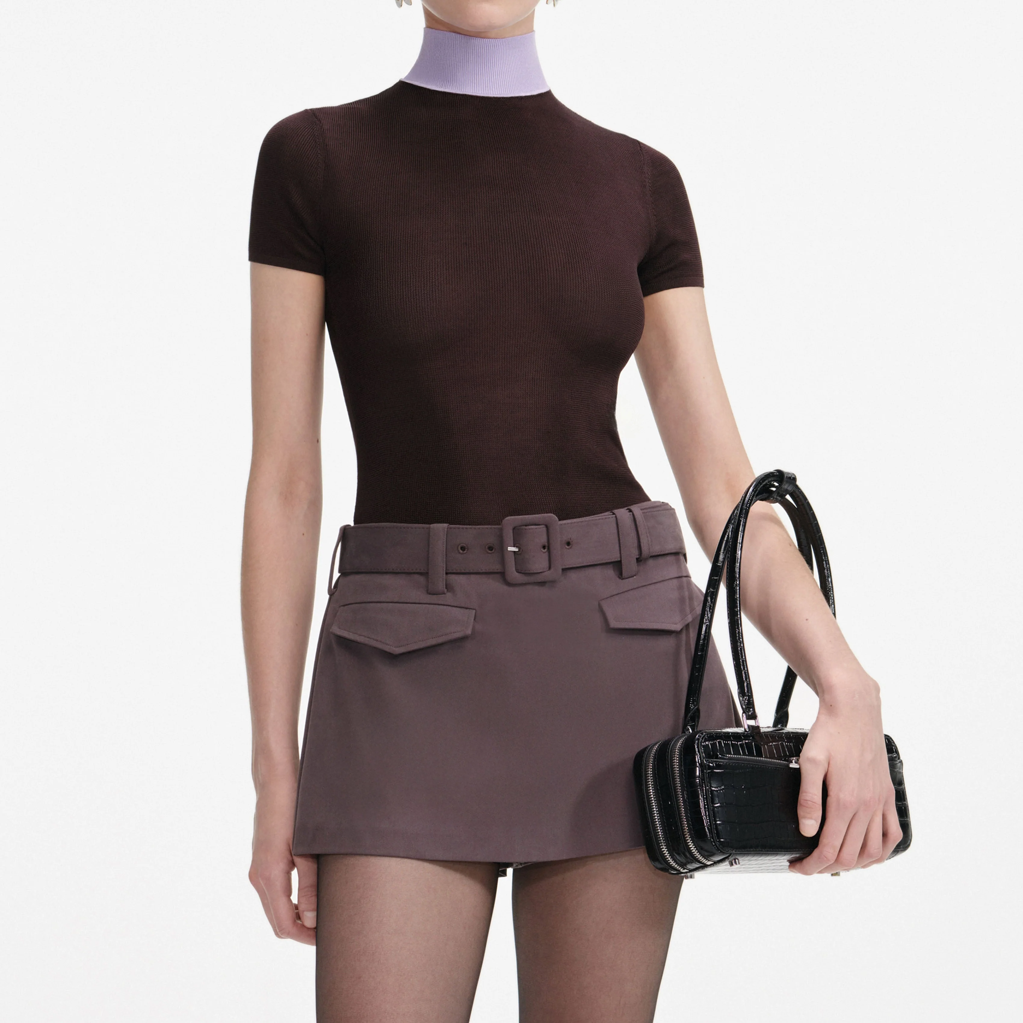 Brown Viscose Knit Short Sleeve Top - Image 4