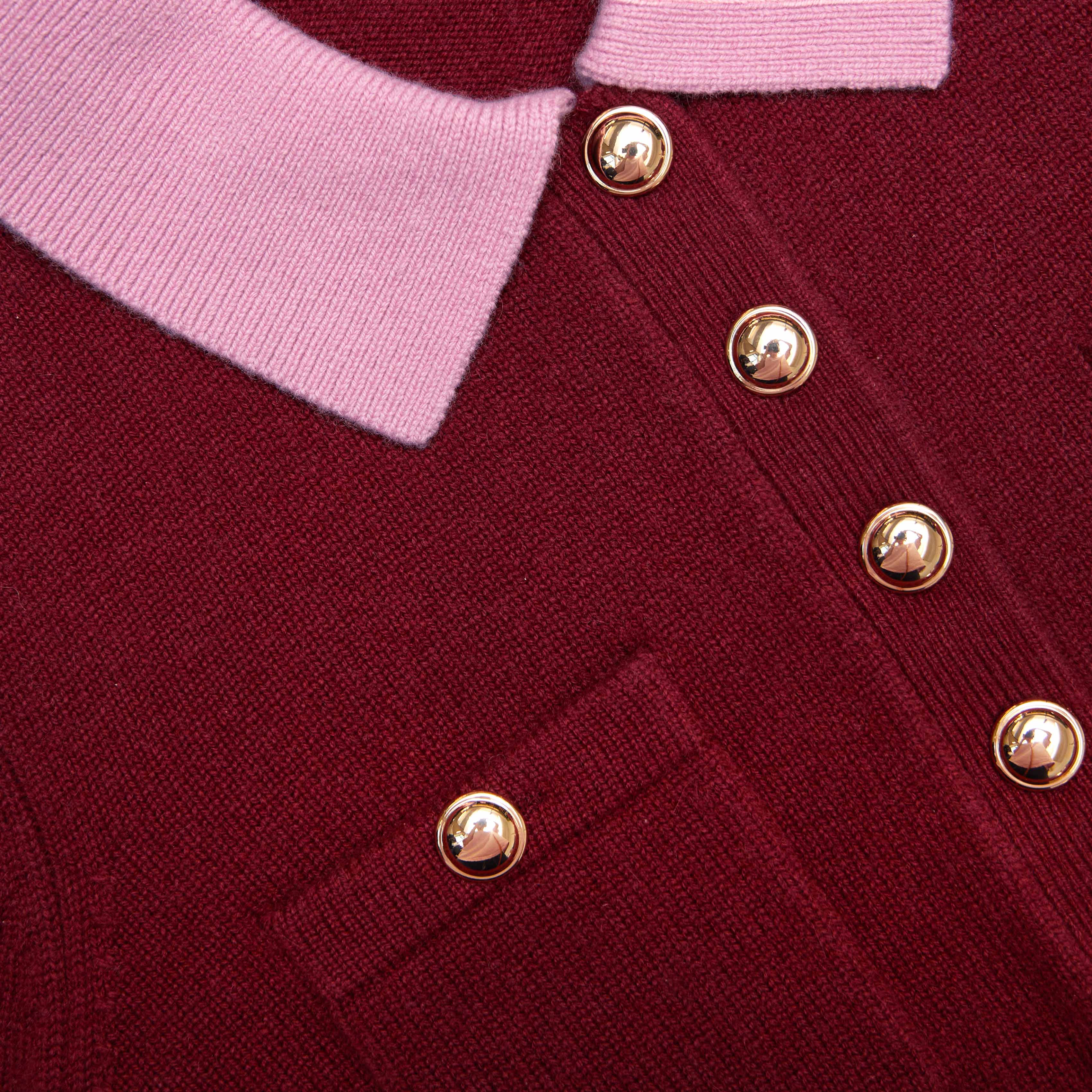 Burgundy Pink Contrast Collar Knit Top - Image 5