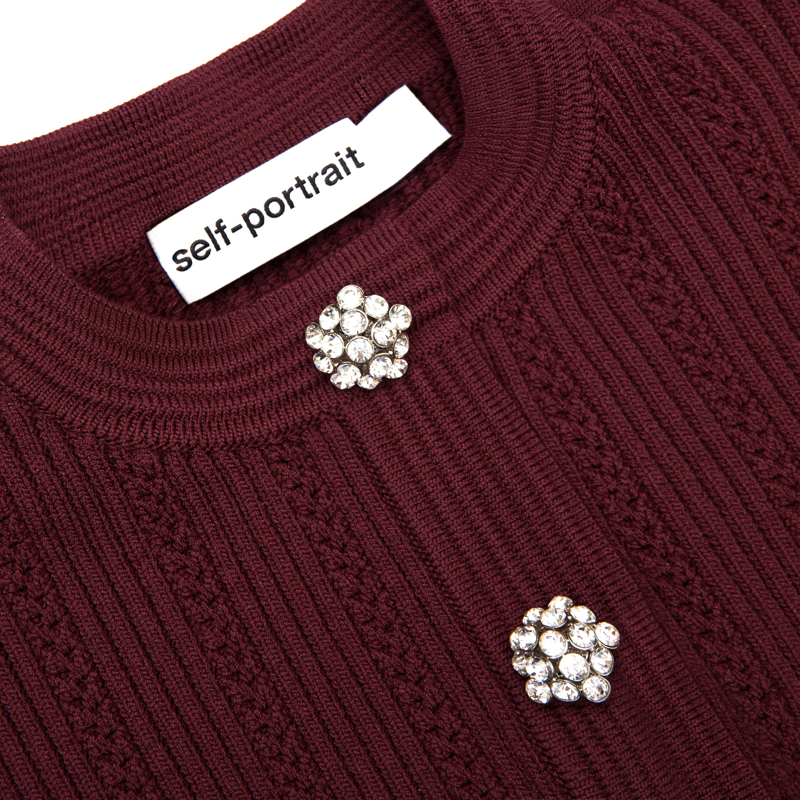 Burgundy Pointelle Knit Midi Dress - Image 5