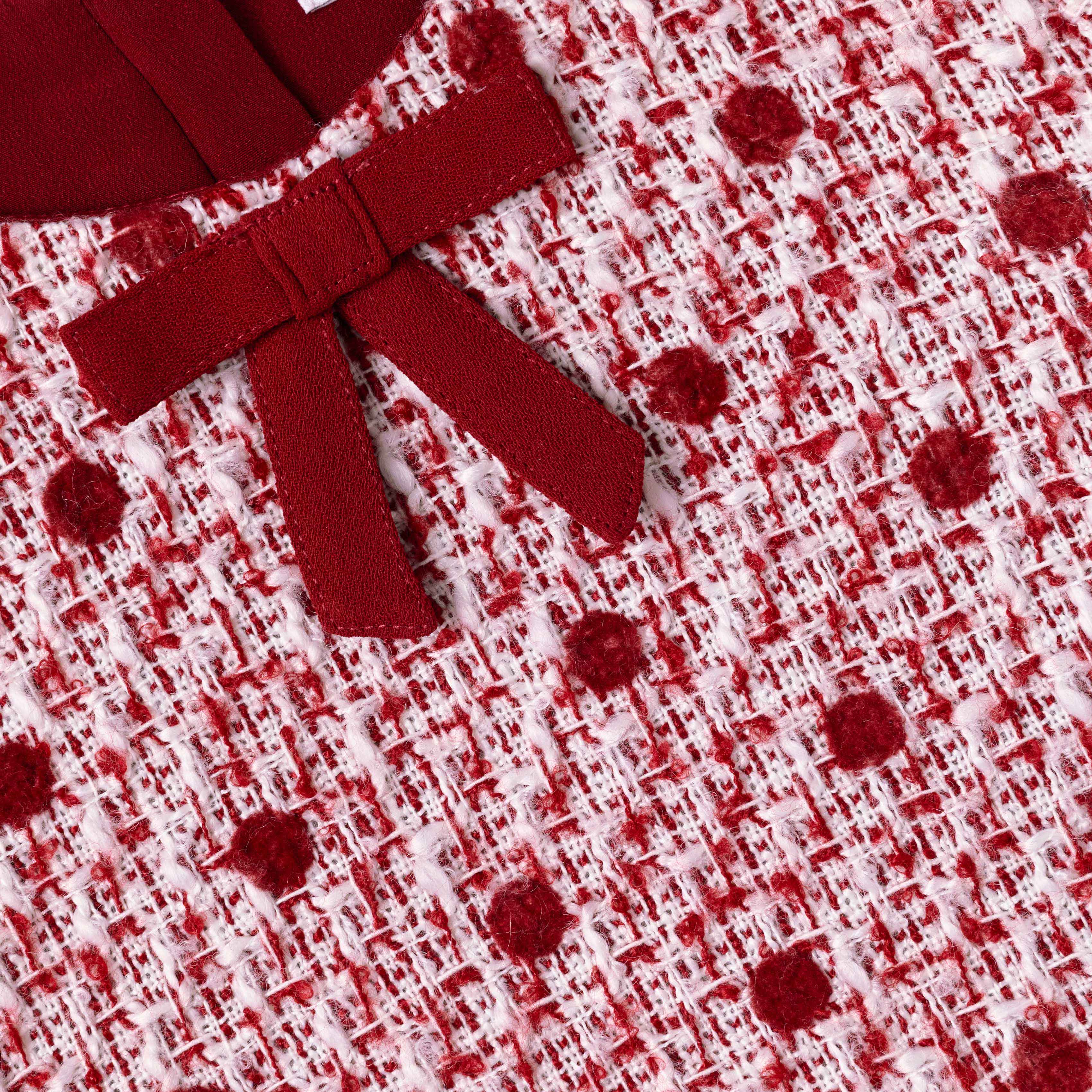 Burgundy Polka Dot Boucle Dress - Image 4