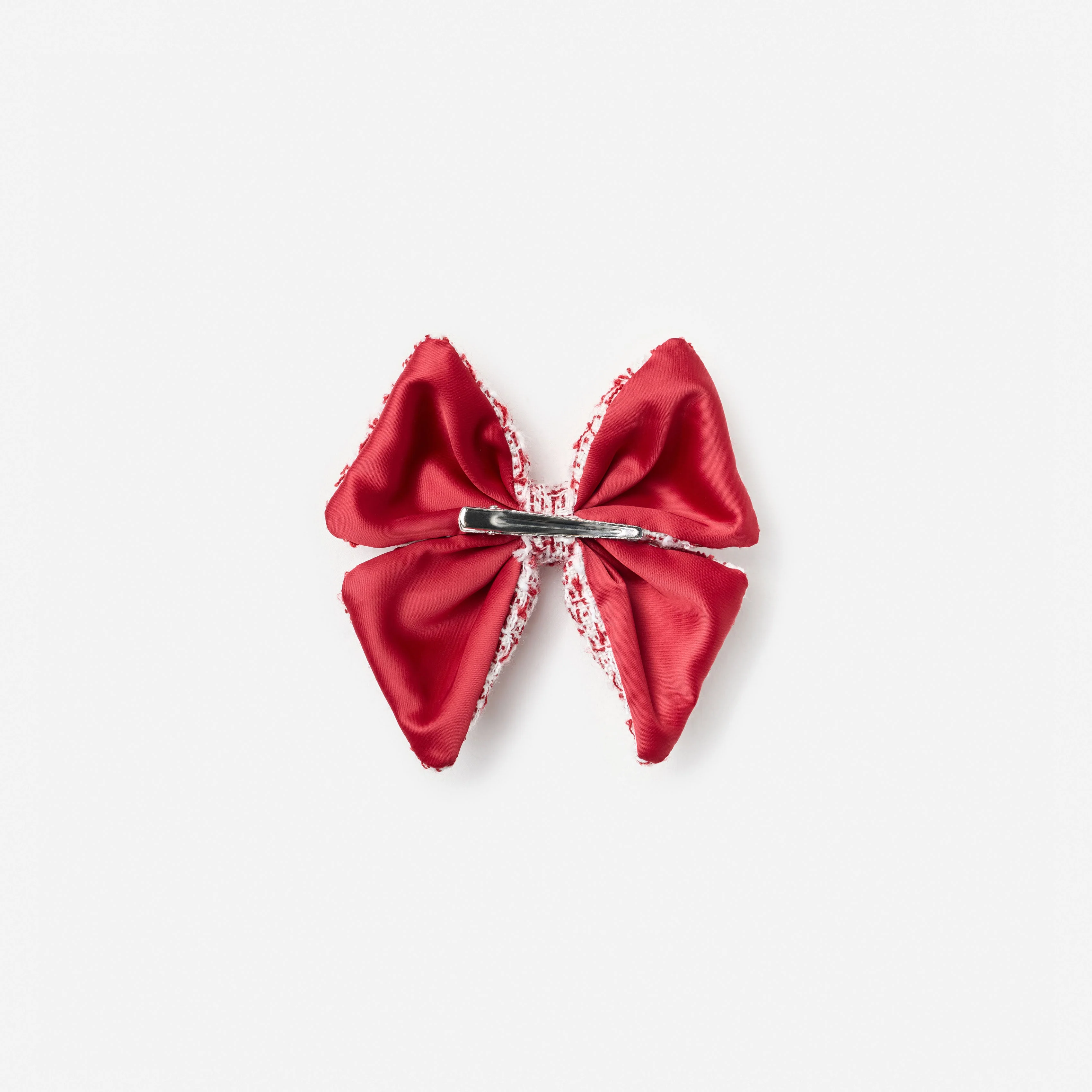Burgundy Polka Dot Boucle Hair Bow - Image 2