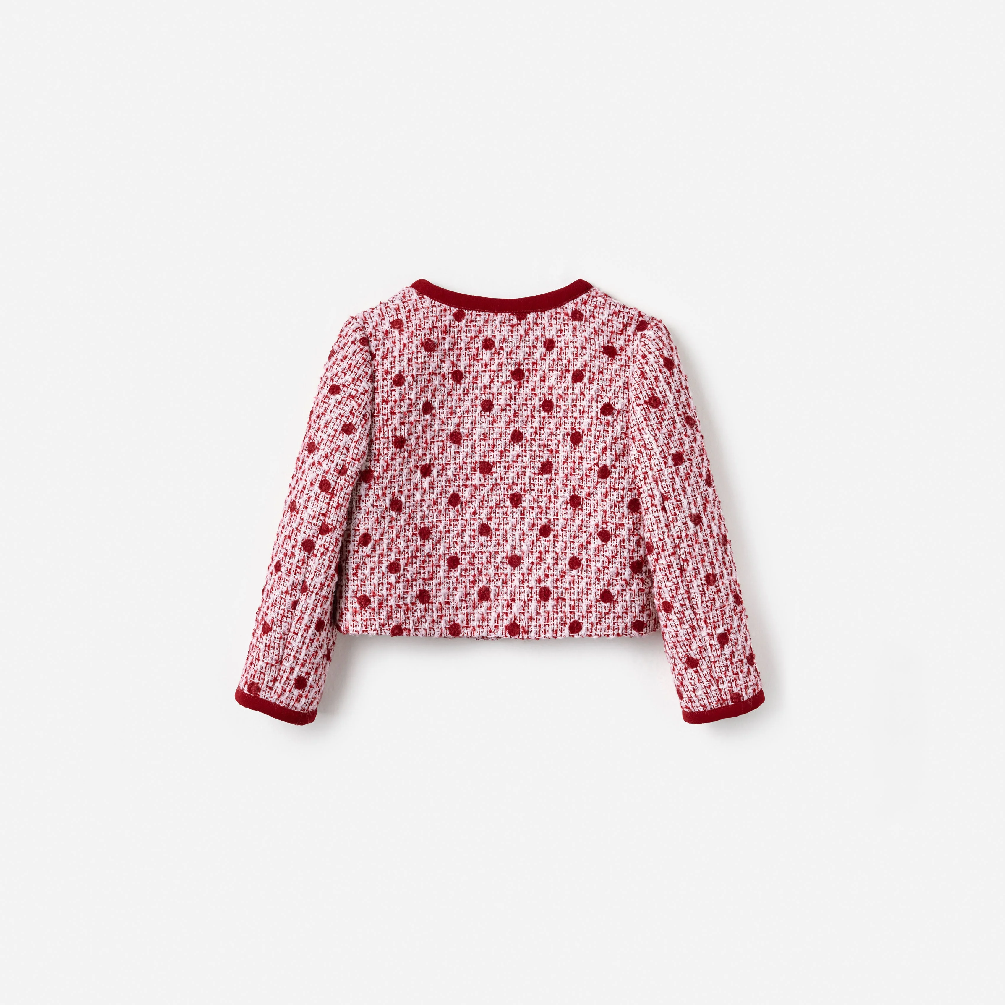 Burgundy Polka Dot Boucle Jacket - Image 2
