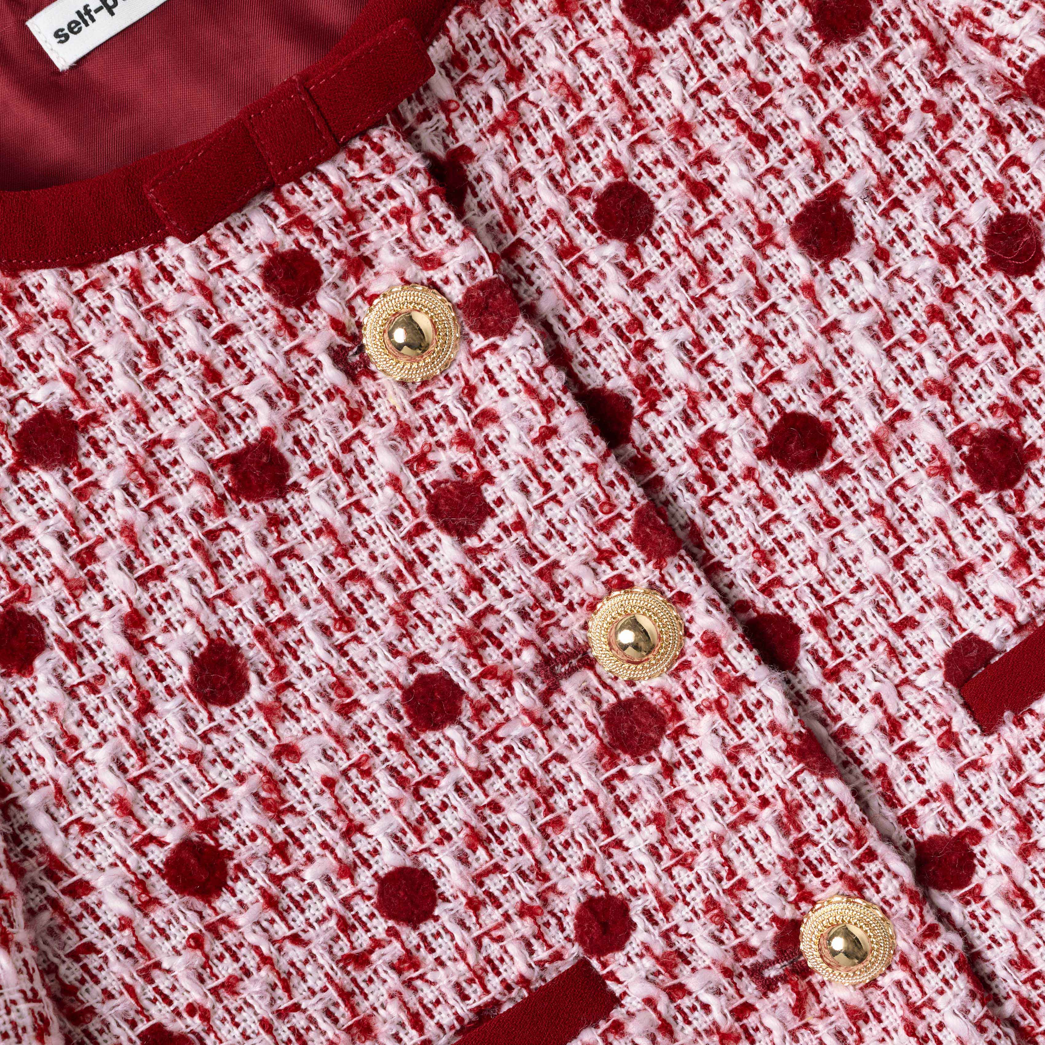 Burgundy Polka Dot Boucle Jacket - Image 4