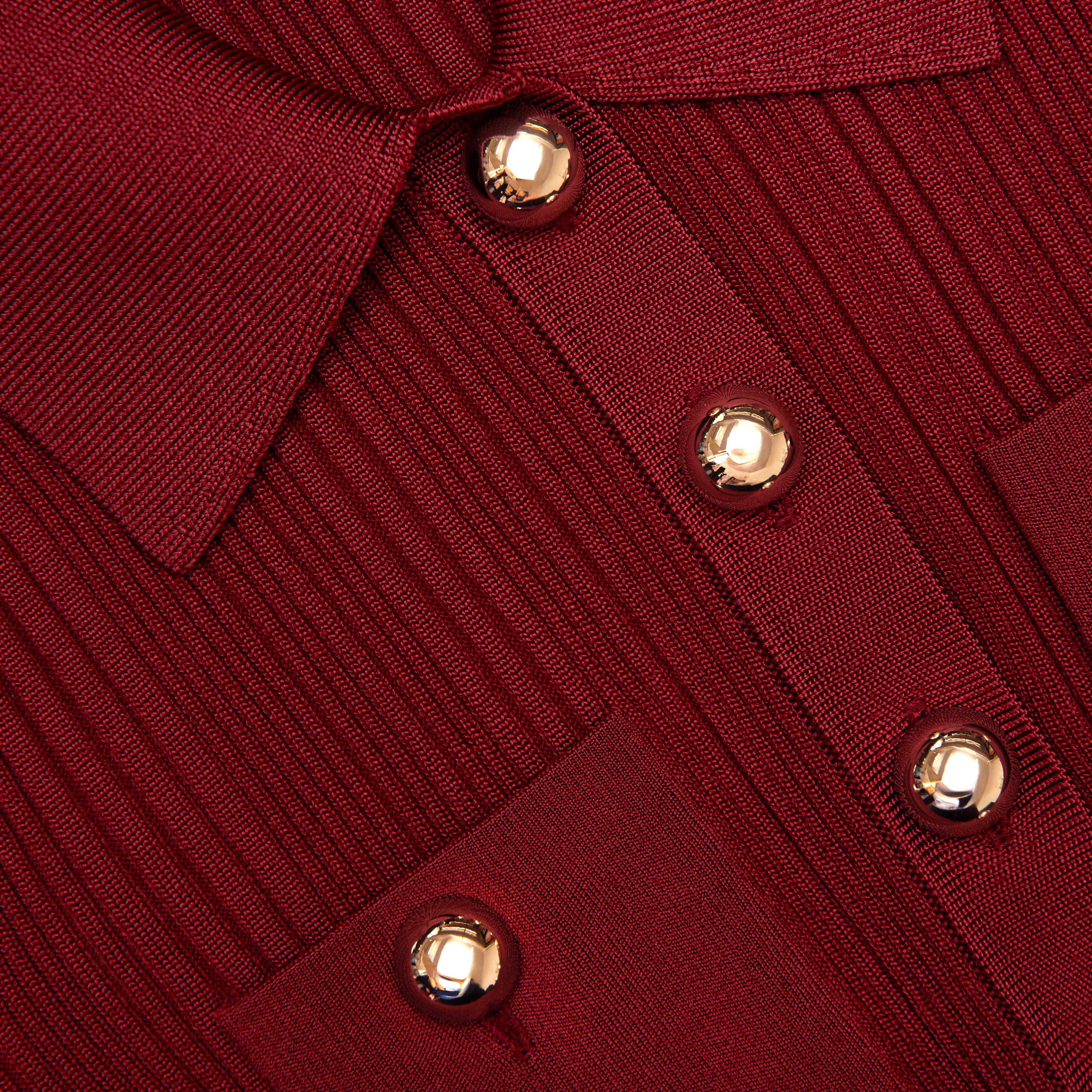 Burgundy Ribbed Knit Midi Dress - Image 5
