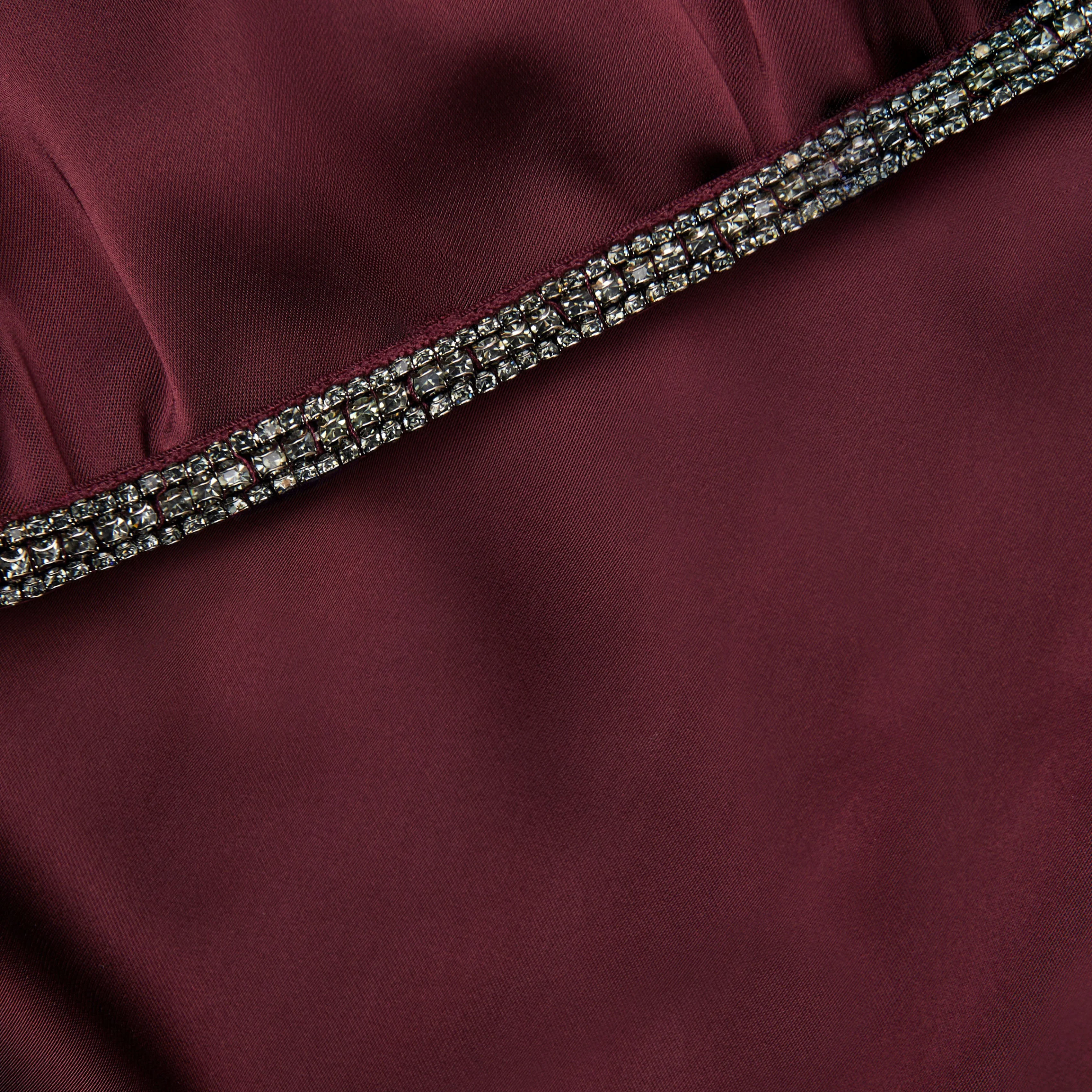 Burgundy Satin Maxi Dress - Image 5